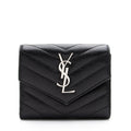 Saint Laurent Grain de Poudre Monogram Compact Tri-Fold Wallet (SHF-23574)