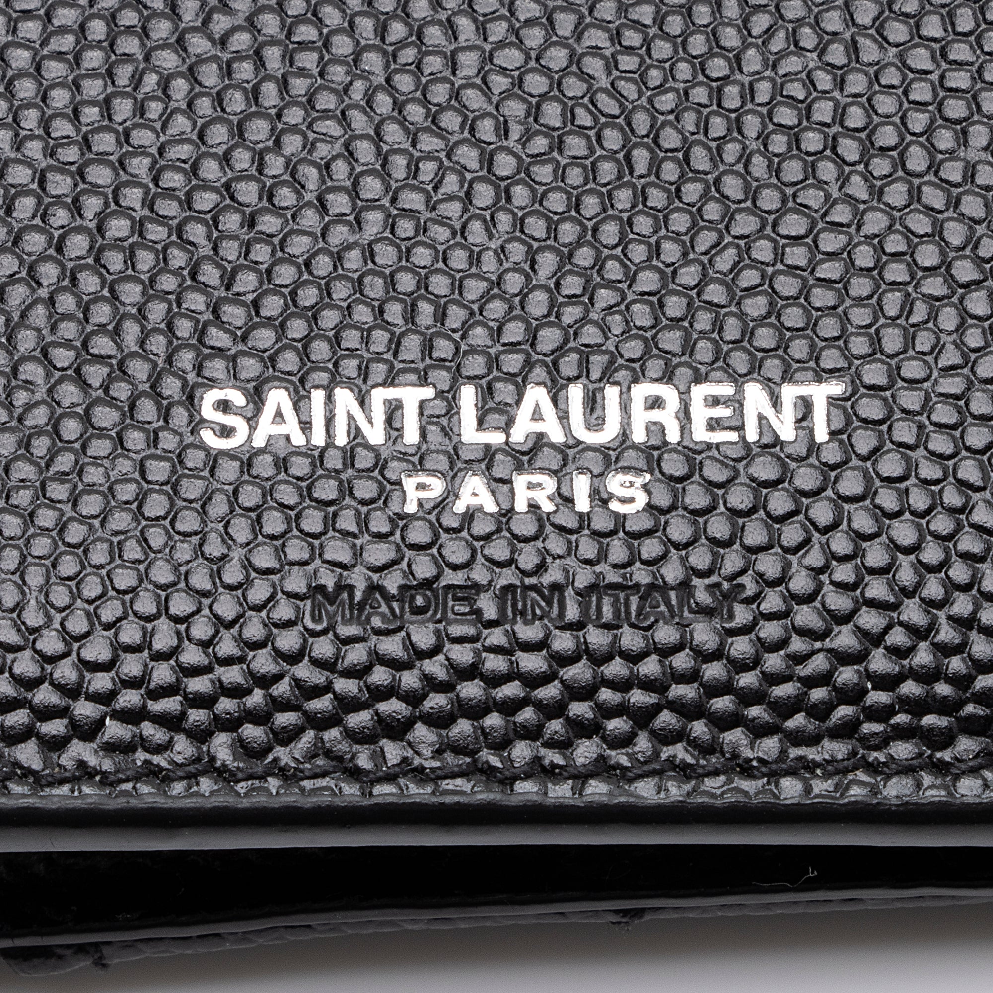 Saint Laurent Grain de Poudre Monogram Compact Tri-Fold Wallet (SHF-23574)