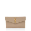 Saint Laurent Grain de Poudre Monogram Uptown Envelope Clutch (SHF-b2iDEy)