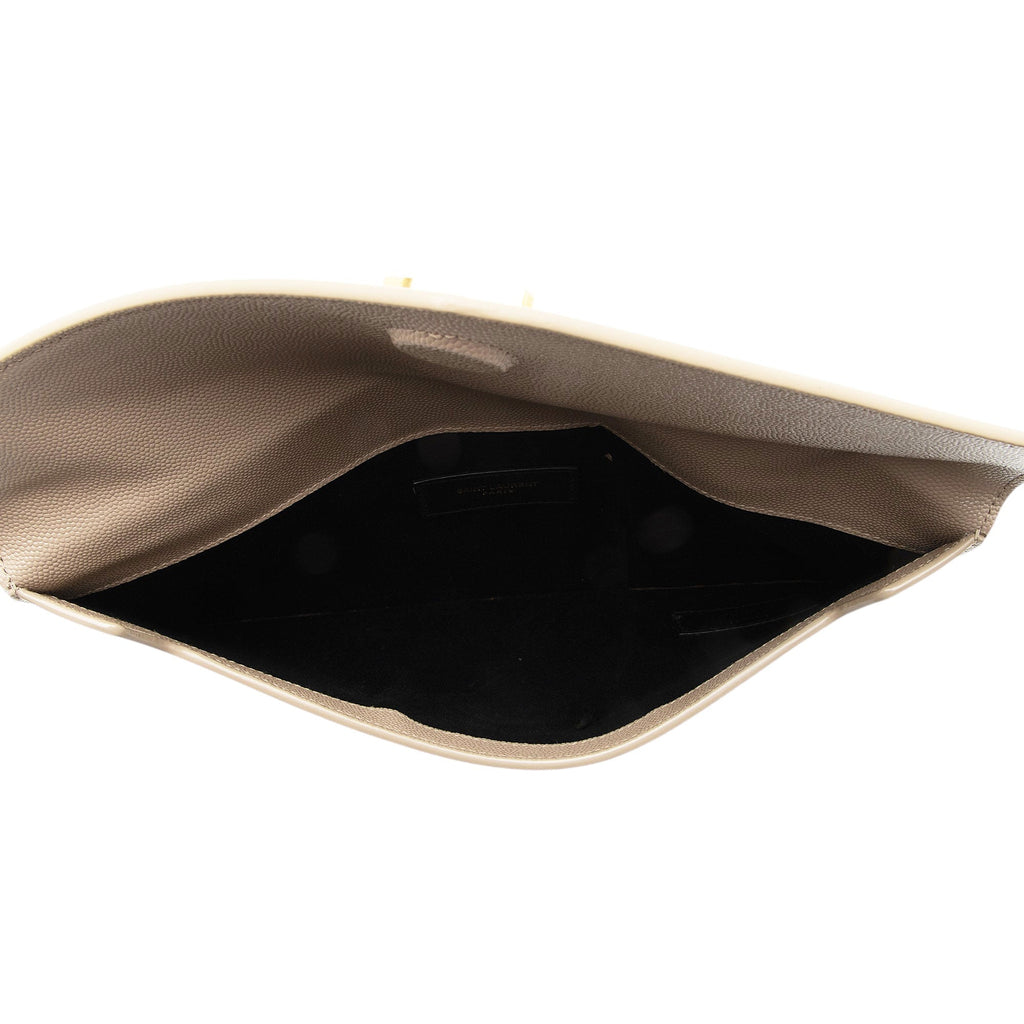 Saint Laurent Grain de Poudre Monogram Uptown Envelope Clutch (SHF-b2iDEy)