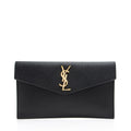Saint Laurent Grain de Poudre Monogram Uptown Envelope Clutch
