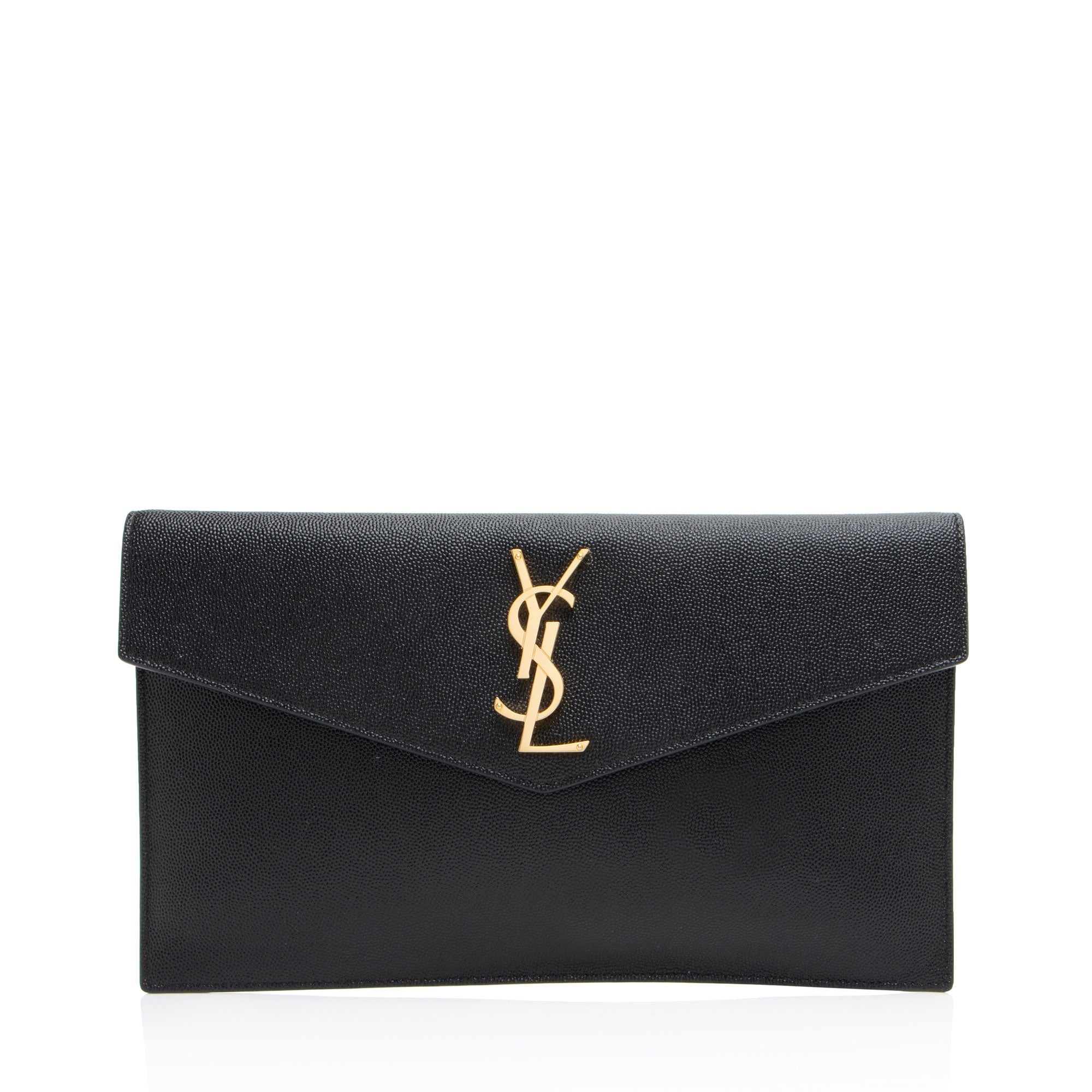 Saint Laurent Grain de Poudre Monogram Uptown Envelope Clutch