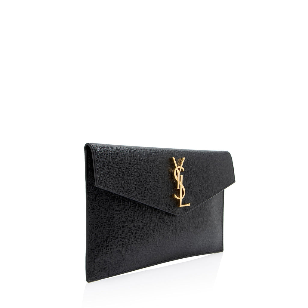 Saint Laurent Grain de Poudre Monogram Uptown Envelope Clutch