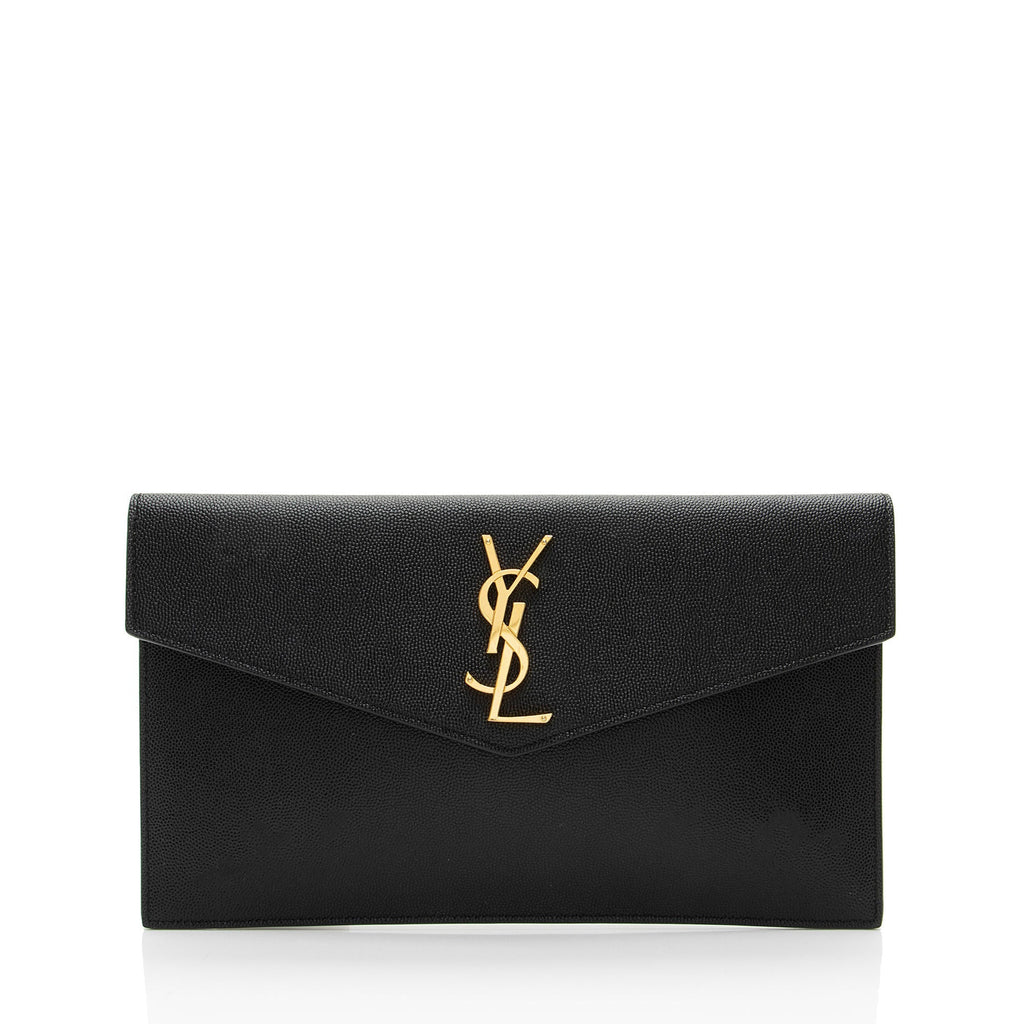 Saint Laurent Grain de Poudre Monogram Uptown Envelope Clutch