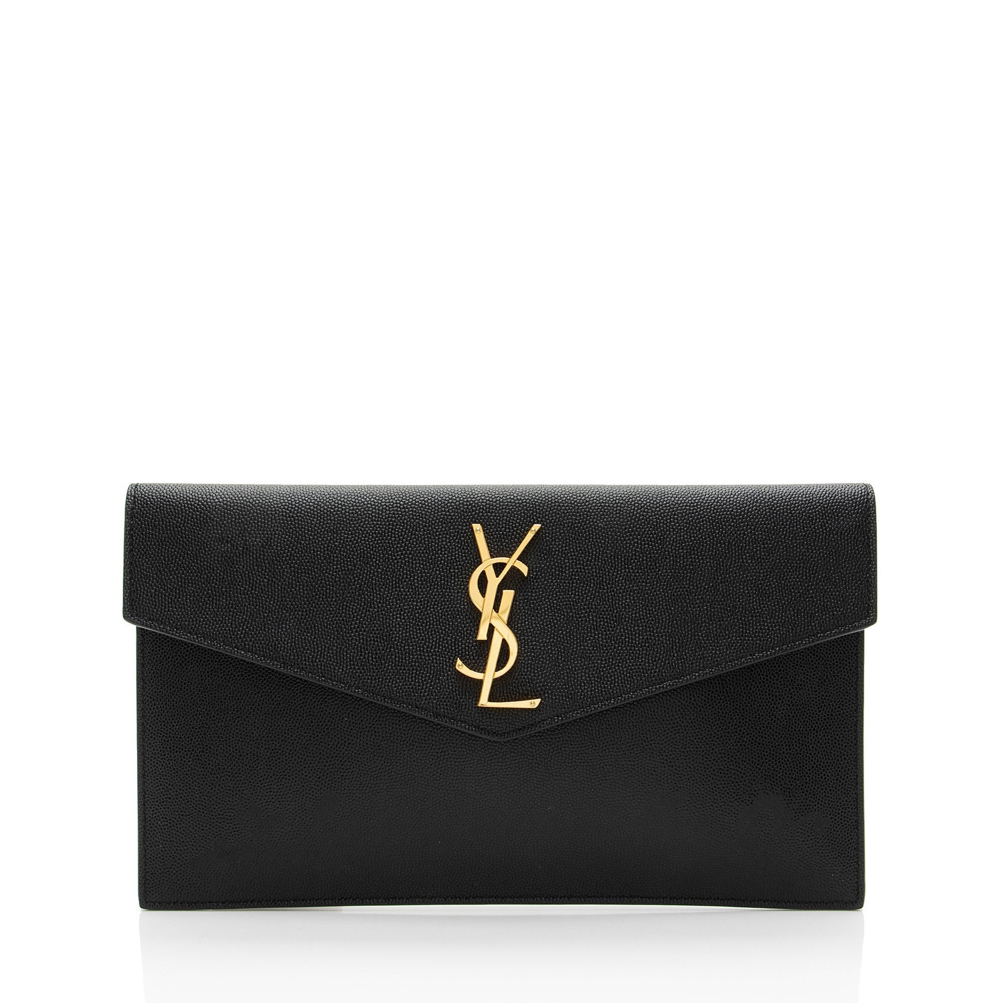 Saint Laurent Grain de Poudre Monogram Uptown Envelope Clutch
