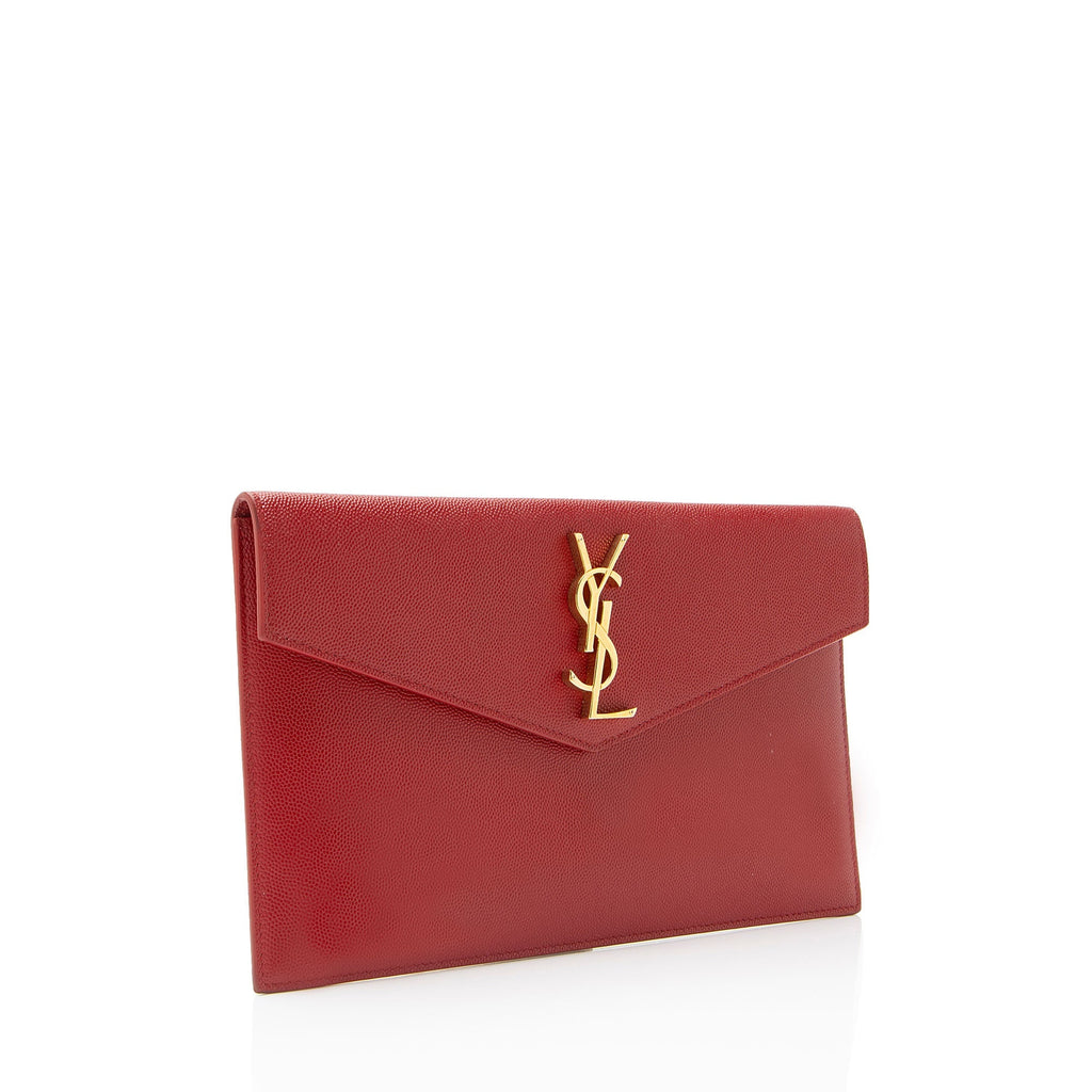 Saint Laurent Grain de Poudre Monogram Uptown Envelope Clutch