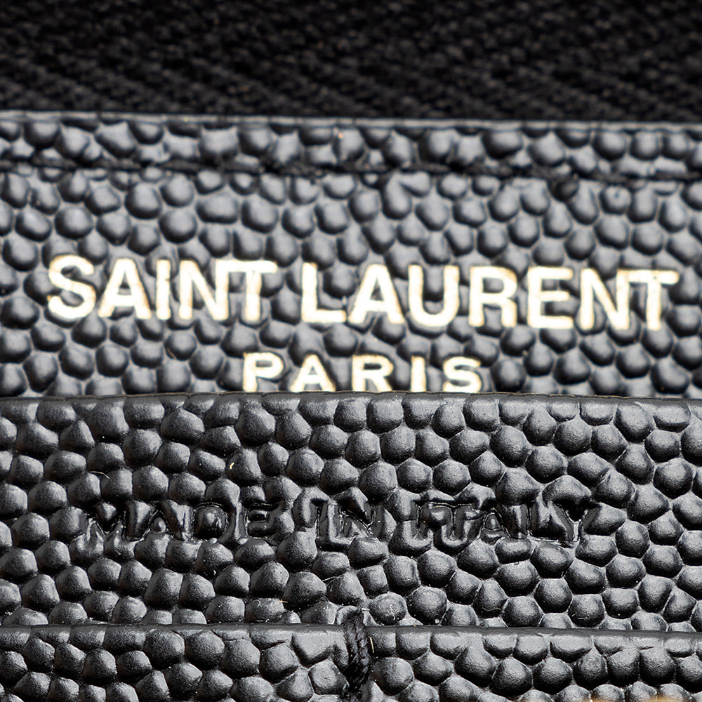 Saint Laurent Grain de Poudre Monogram Zip Around Wallet (SHF-21539)