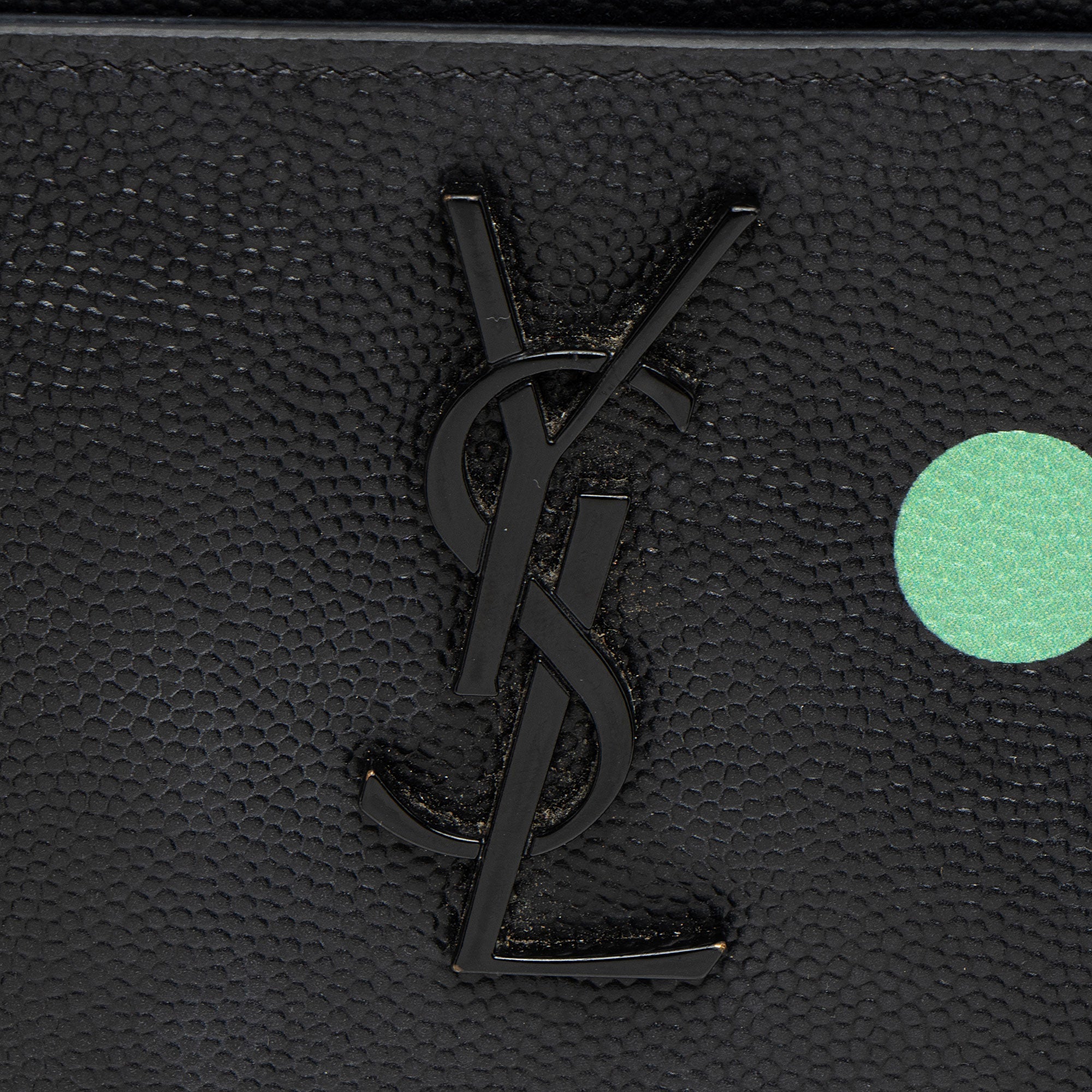 Saint Laurent Grain de Poudre Polka Dots Monogram Bill Pouch