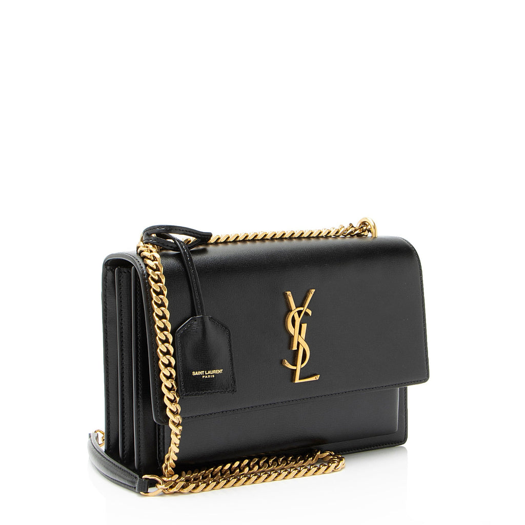 Saint Laurent Grained Calfskin Monogram Sunset Medium Shoulder Bag