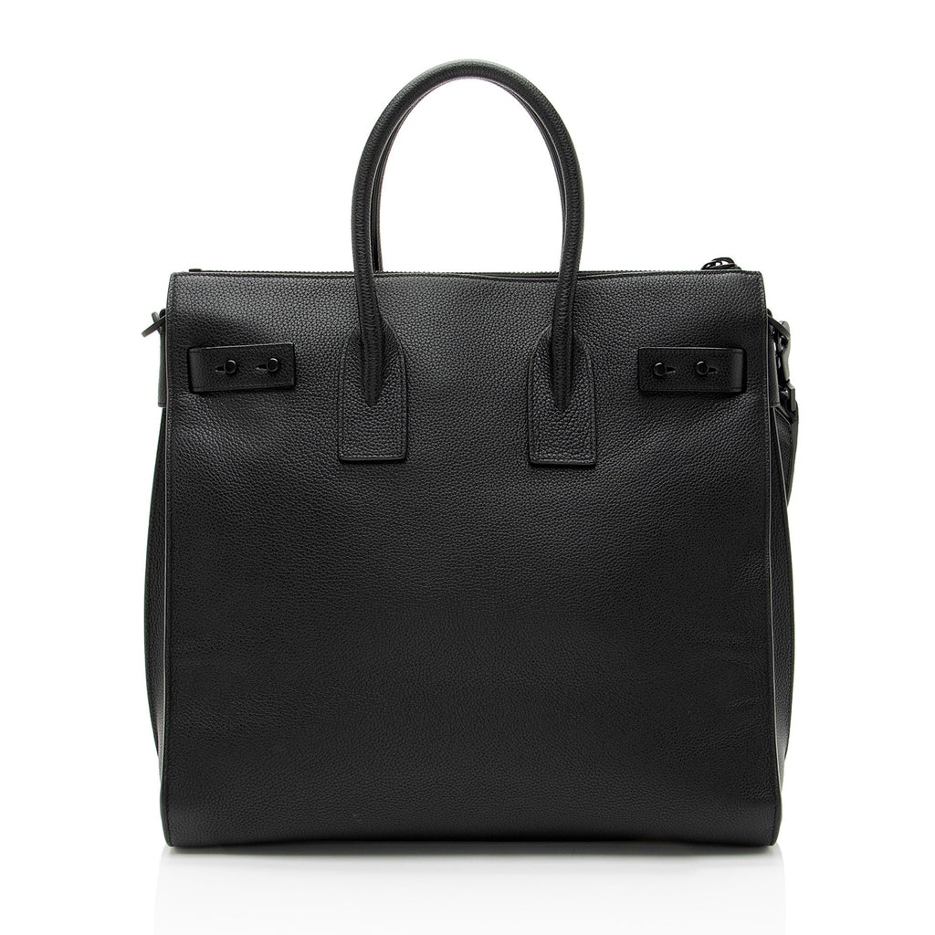 Saint Laurent Grained Calfskin Thin Sac De Jour Large Tote