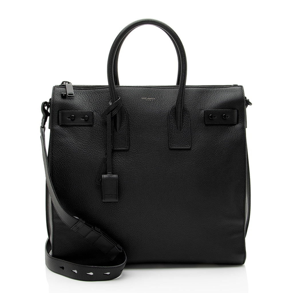 Saint Laurent Grained Calfskin Thin Sac De Jour Large Tote