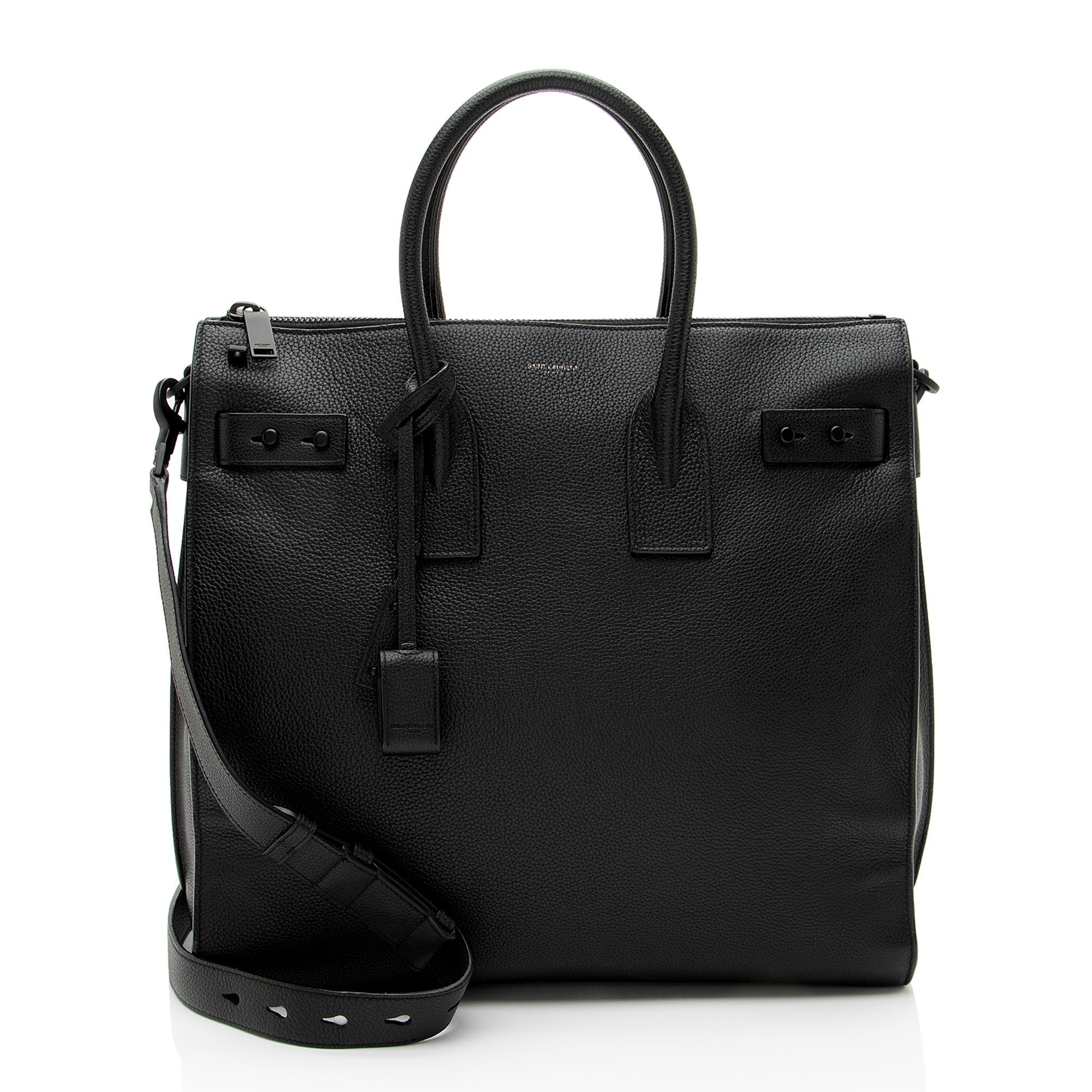 Saint Laurent Grained Calfskin Thin Sac De Jour Large Tote