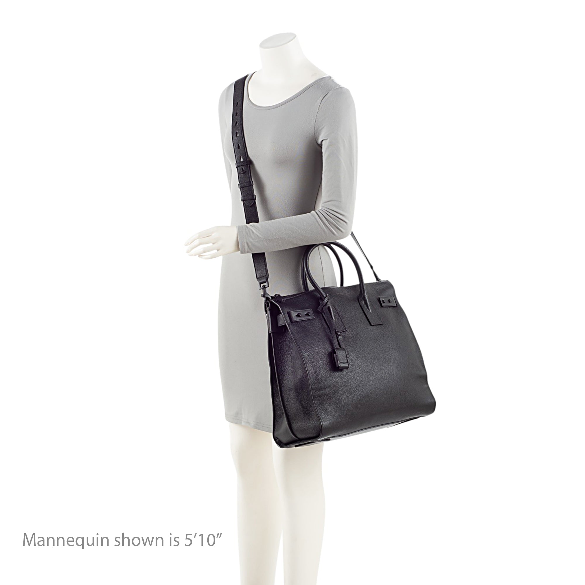 Saint Laurent Grained Calfskin Thin Sac De Jour Large Tote