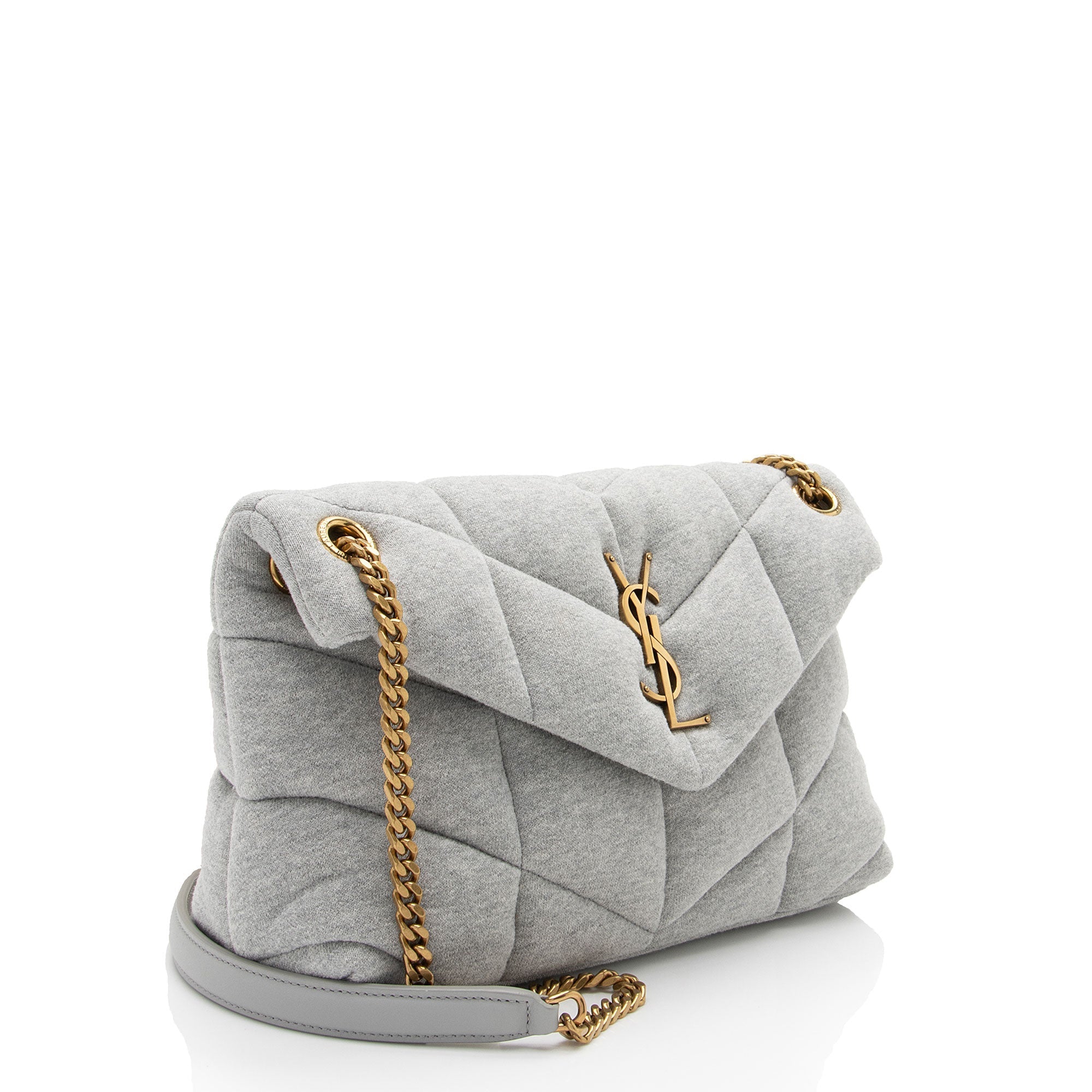 Saint Laurent Jersey Monogram Puffer LouLou Chain Small Shoulder Bag