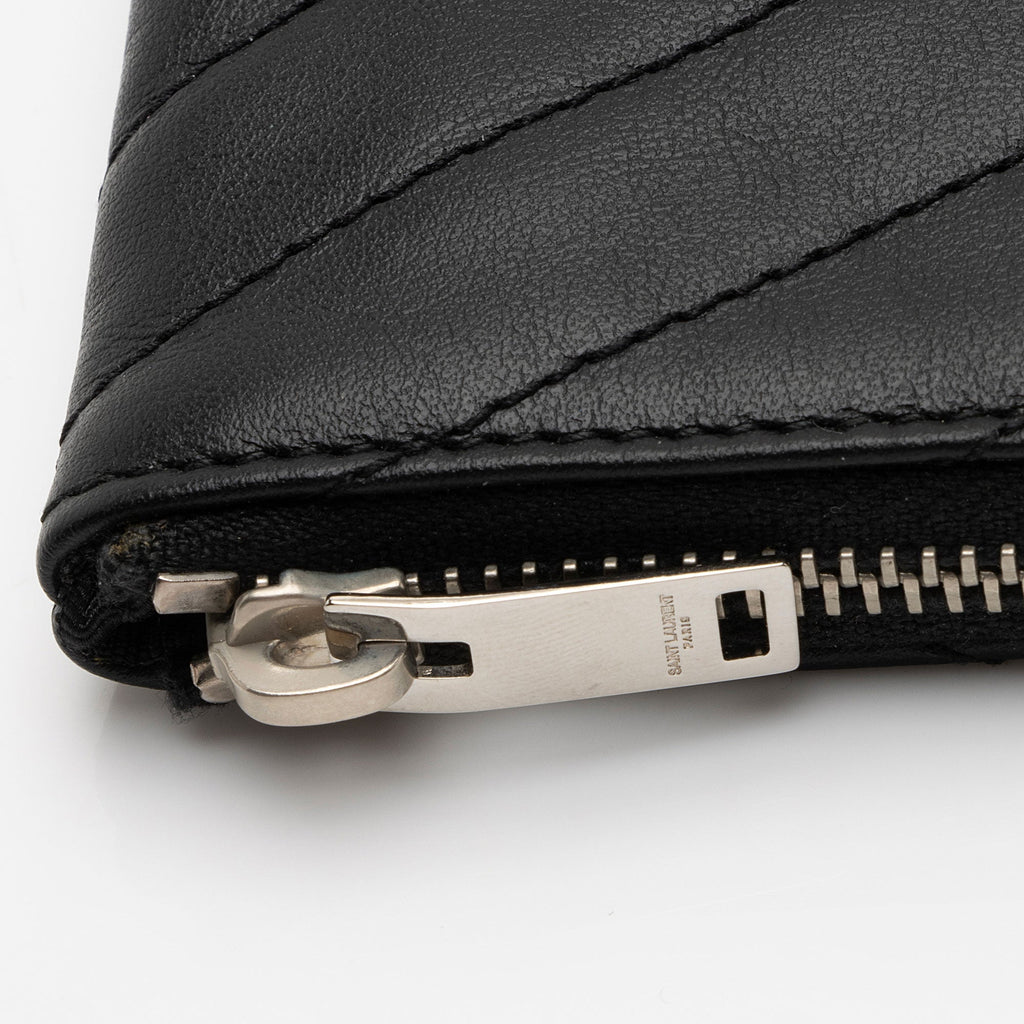 Saint Laurent Lambskin Monogram Cassandre Key Pouch (SHF-Ffj9zM)