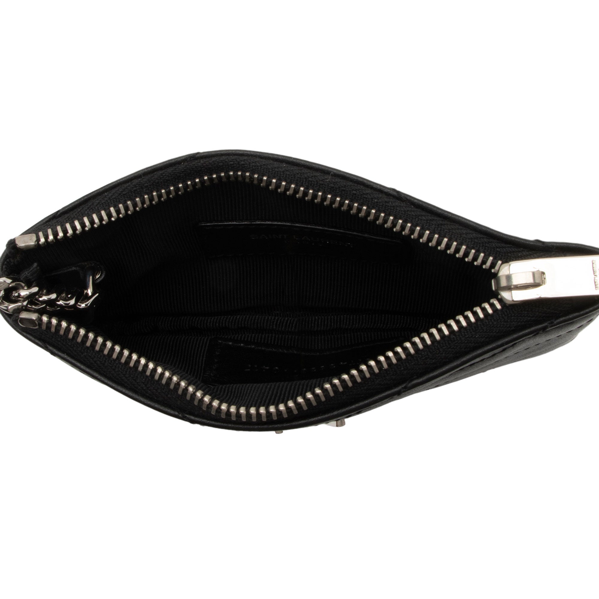 Saint Laurent Lambskin Monogram Cassandre Key Pouch (SHF-Ffj9zM)