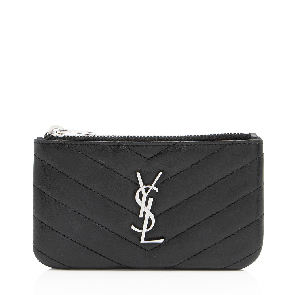 Saint Laurent Lambskin Monogram Cassandre Key Pouch