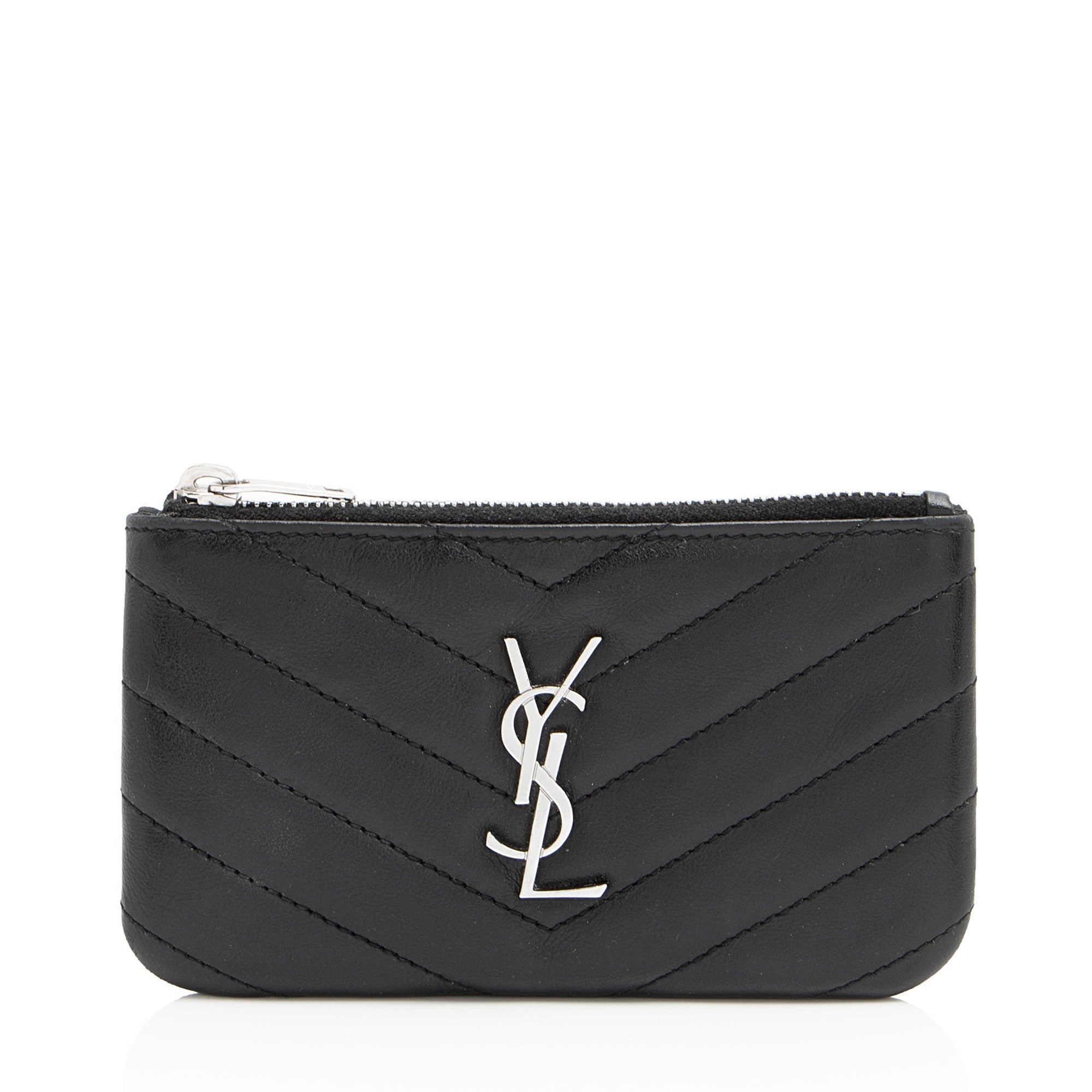Saint Laurent Lambskin Monogram Cassandre Key Pouch