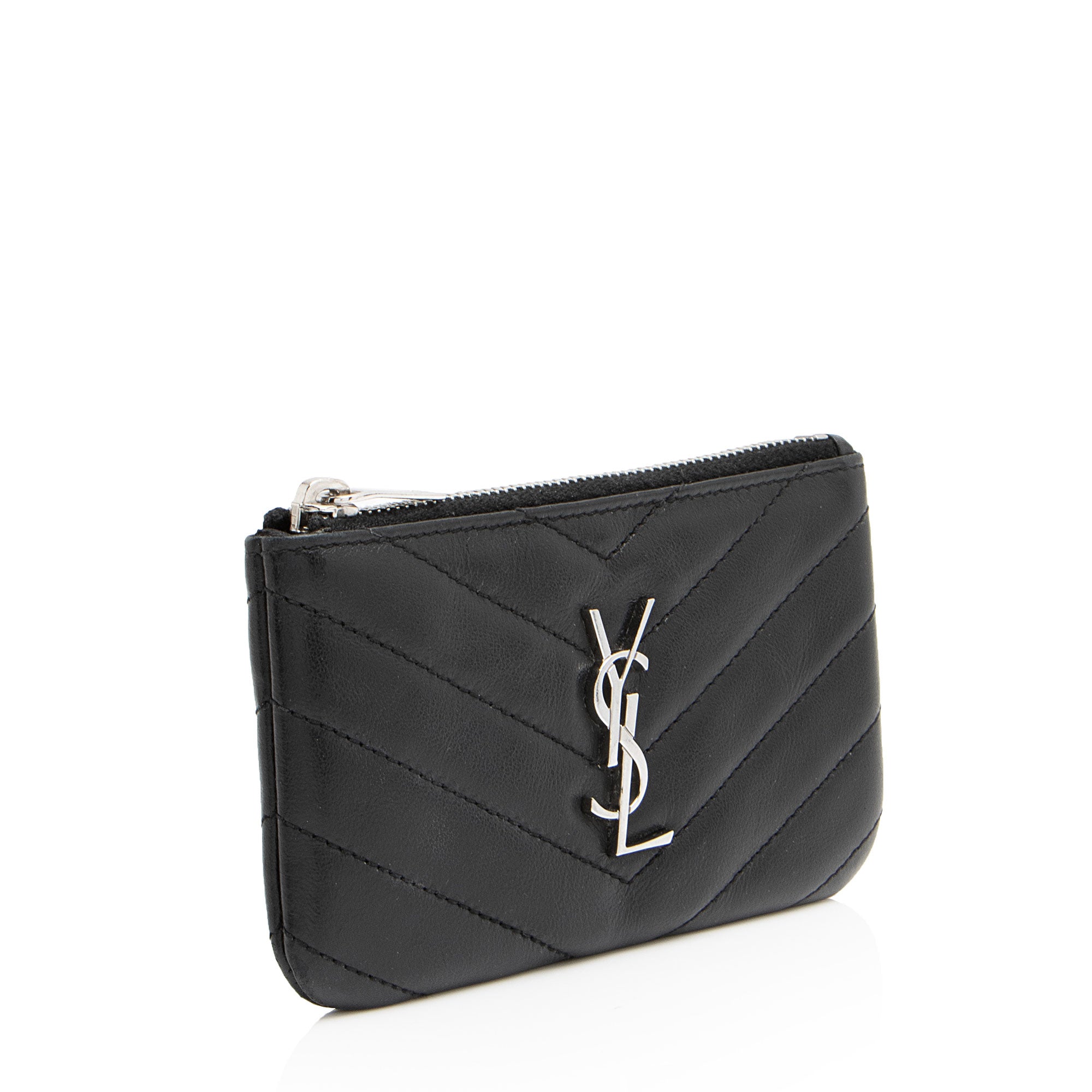 Saint Laurent Lambskin Monogram Cassandre Key Pouch