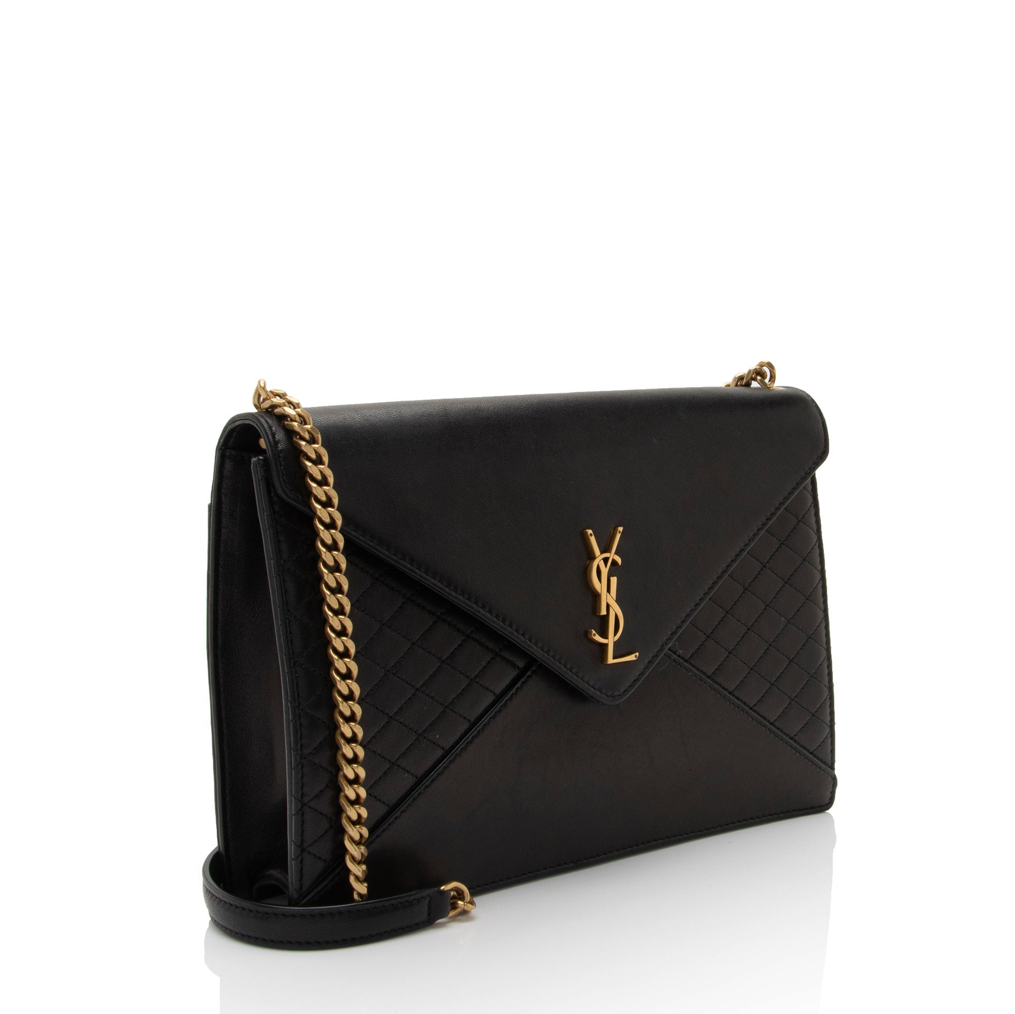 Saint Laurent Lambskin Monogram Gaby Chain Envelope Bag (SHF-KQUxzQ)