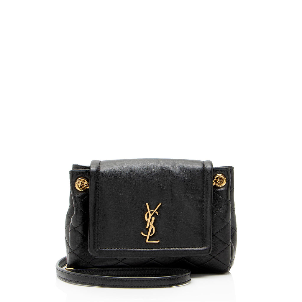 Saint Laurent Lambskin Monogram Nolita Mini Flap Bag