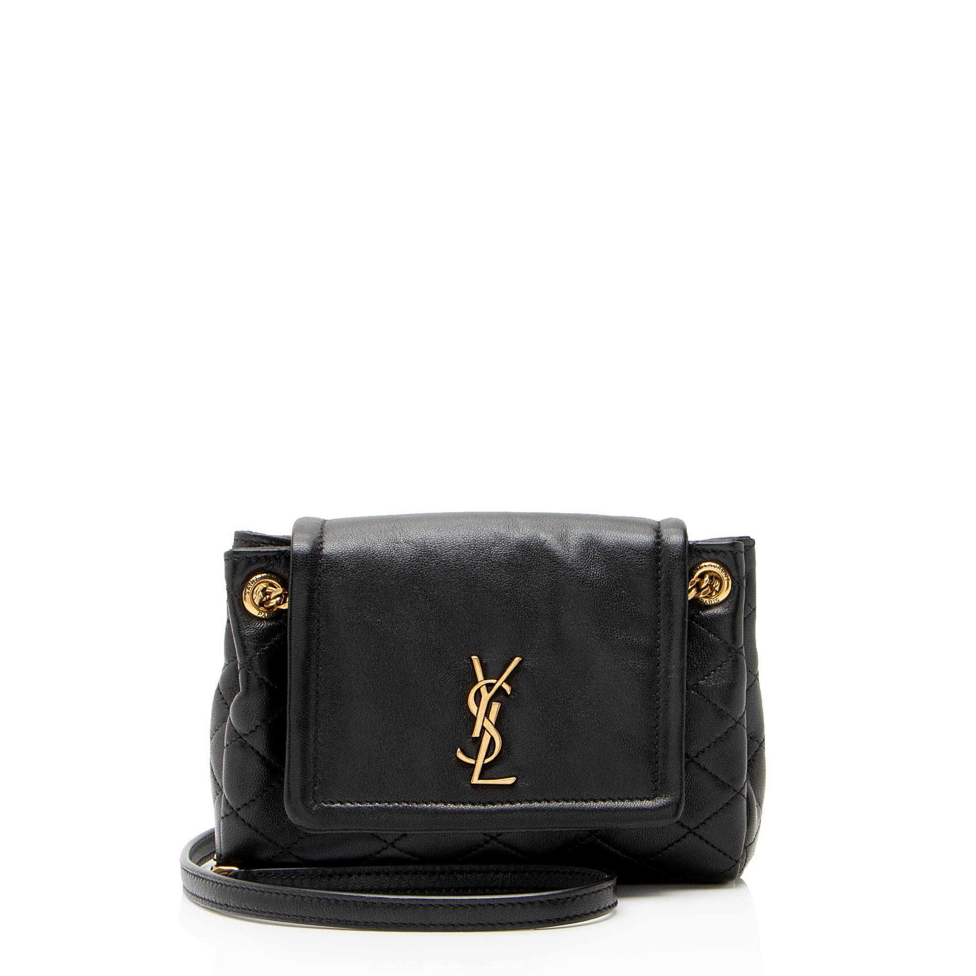 Saint Laurent Lambskin Monogram Nolita Mini Flap Bag