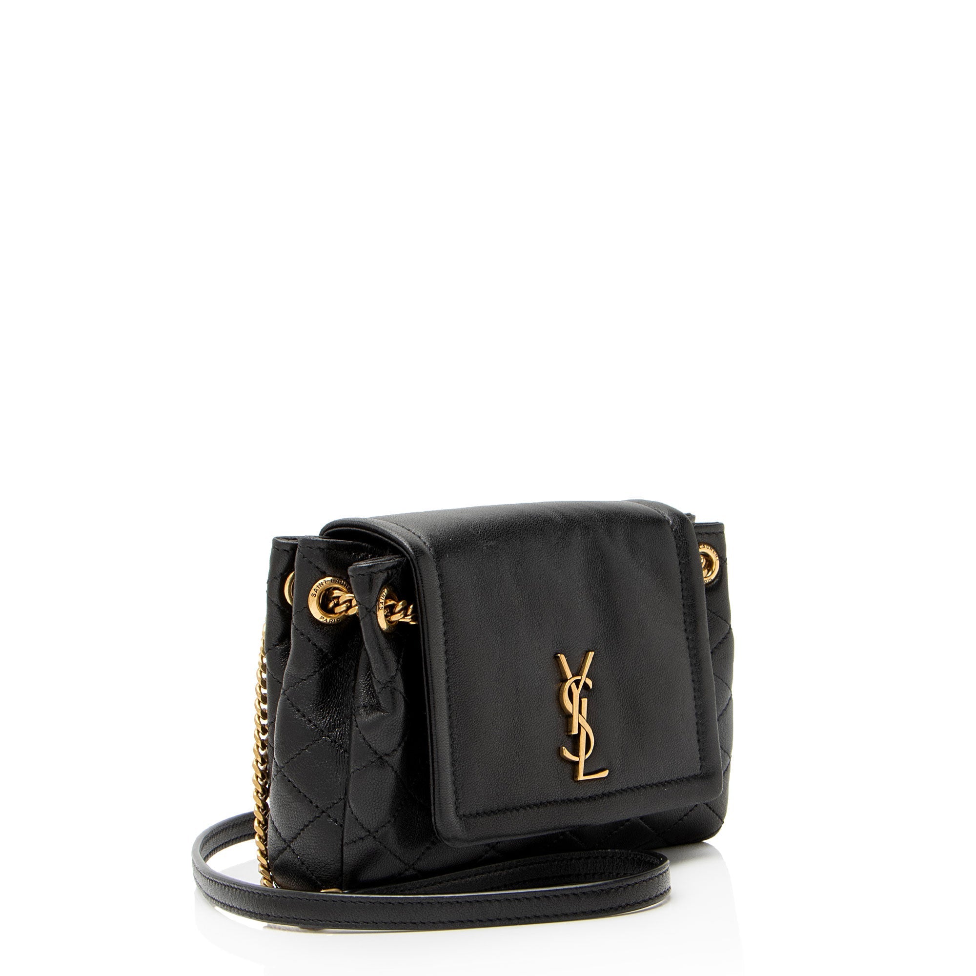 Saint Laurent Lambskin Monogram Nolita Mini Flap Bag
