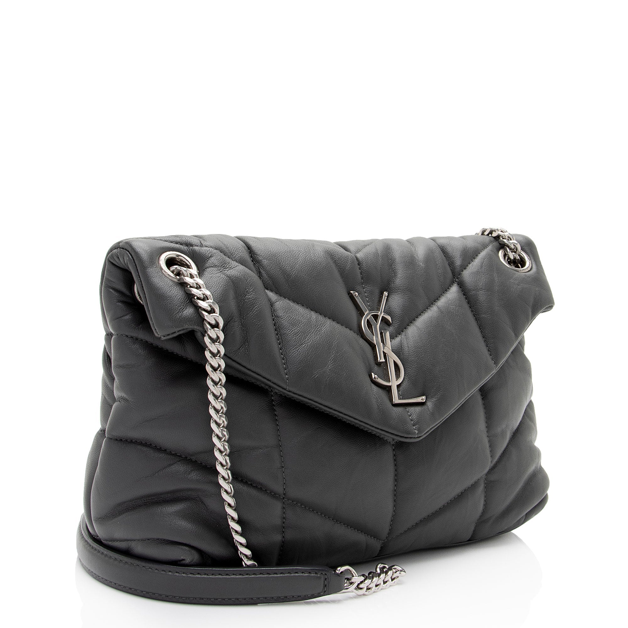 Saint Laurent Lambskin Monogram Puffer LouLou Medium Shoulder Bag (SHF-RIYiYF)