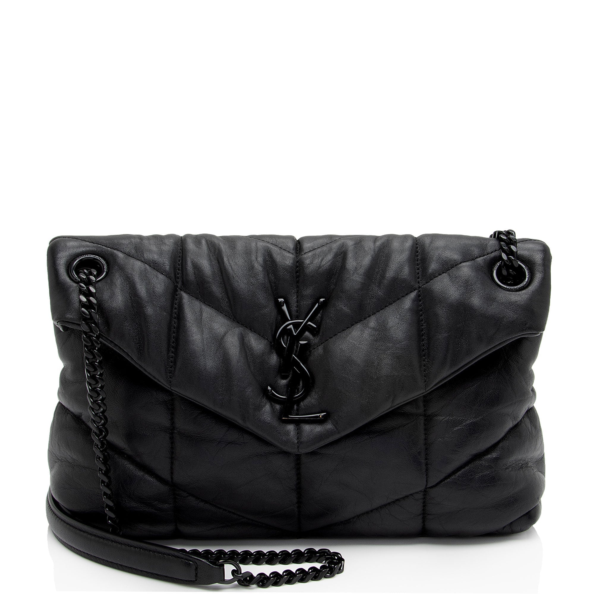 Saint Laurent Lambskin Monogram Puffer LouLou Medium Shoulder Bag (SHF-ArUzt2)