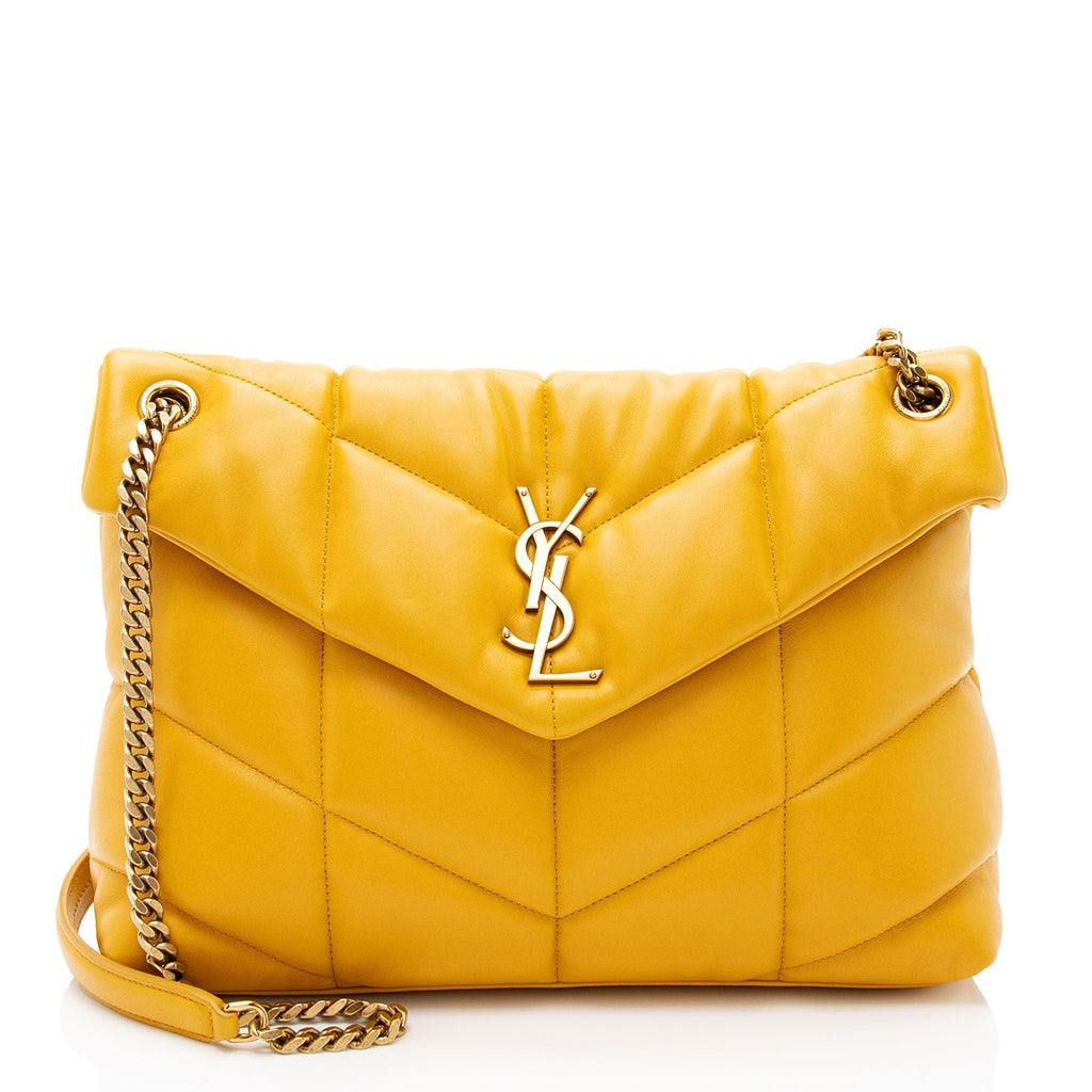 Saint Laurent Lambskin Monogram Puffer LouLou Medium Shoulder Bag