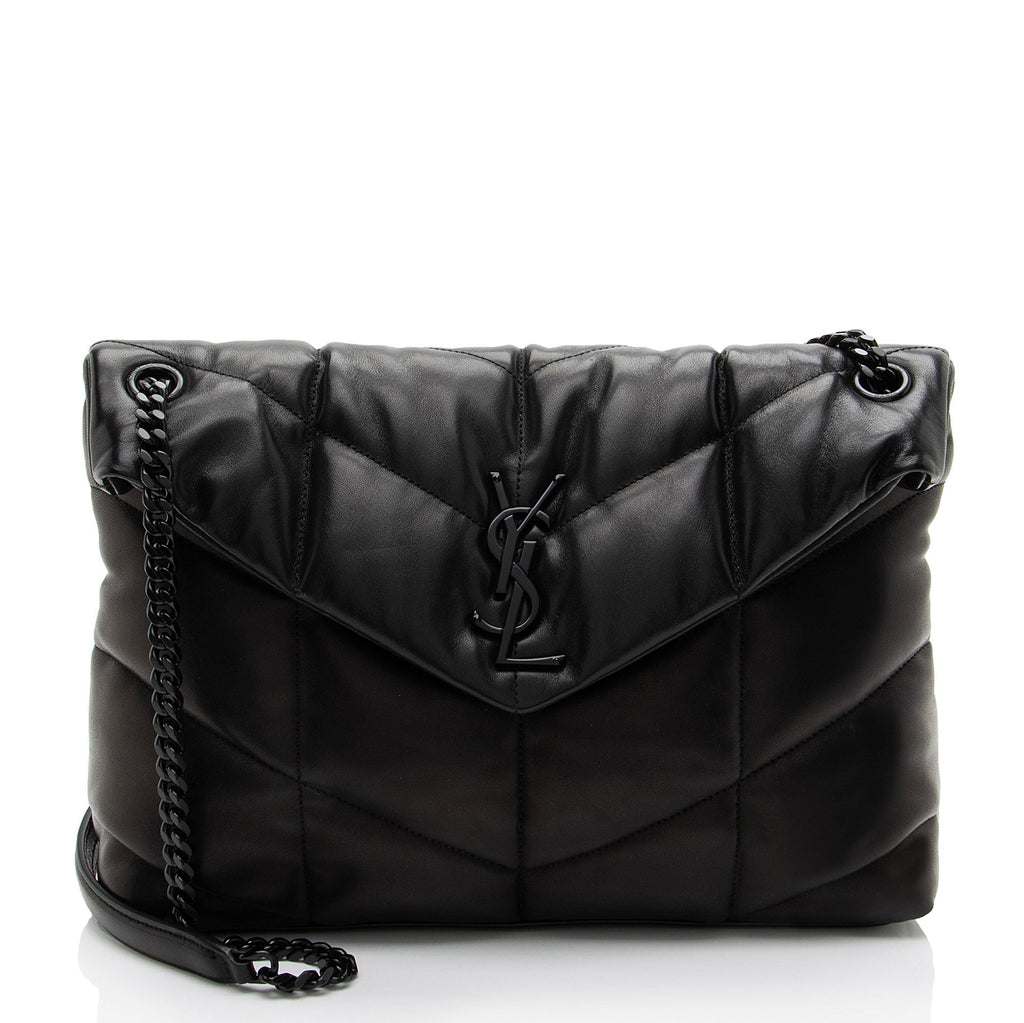 Saint Laurent Lambskin Monogram Puffer LouLou Medium Shoulder Bag