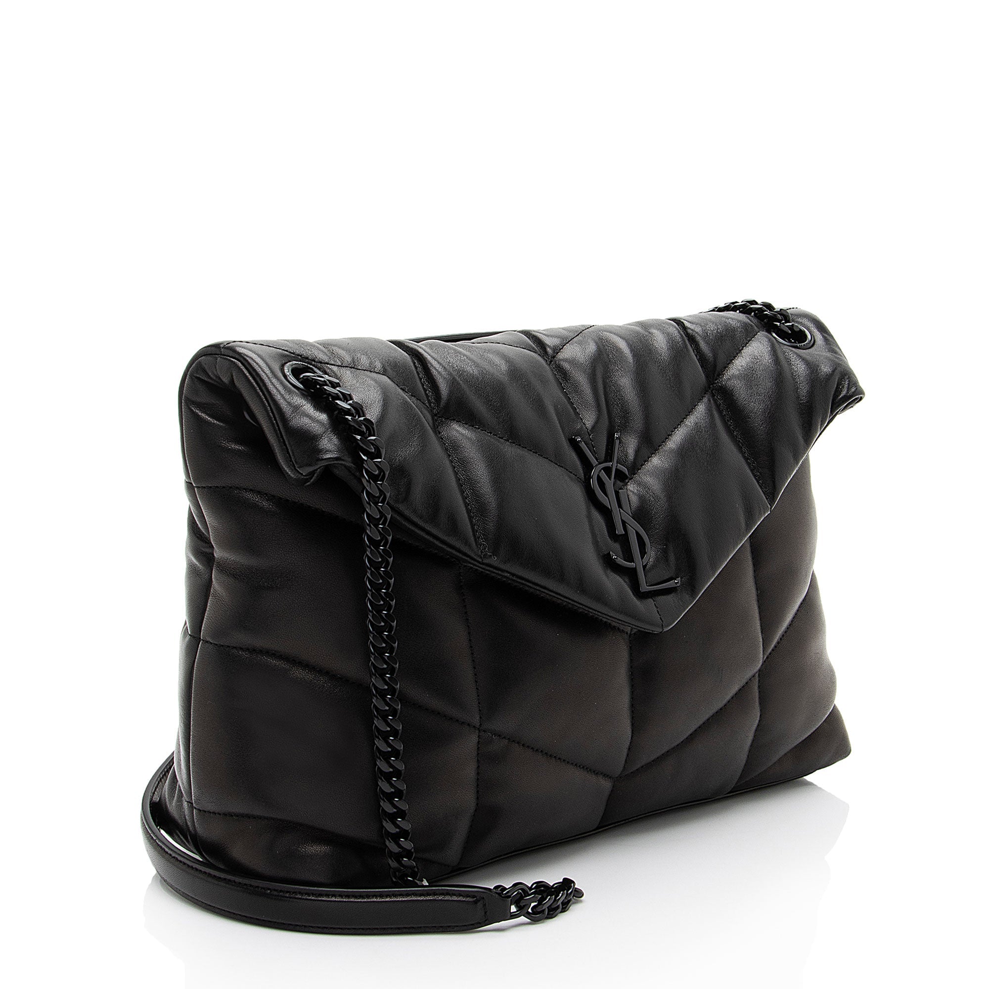 Saint Laurent Lambskin Monogram Puffer LouLou Medium Shoulder Bag