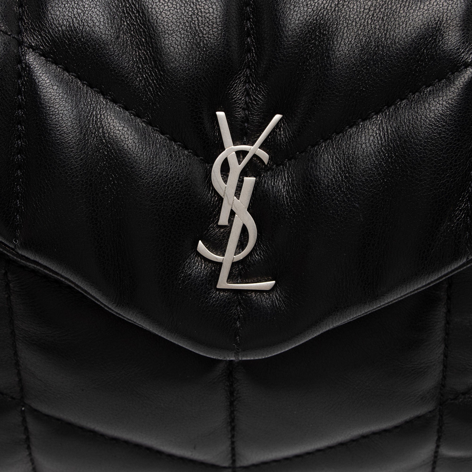 Saint Laurent Lambskin Monogram Puffer LouLou Small Clutch (SHF-2bO78S)