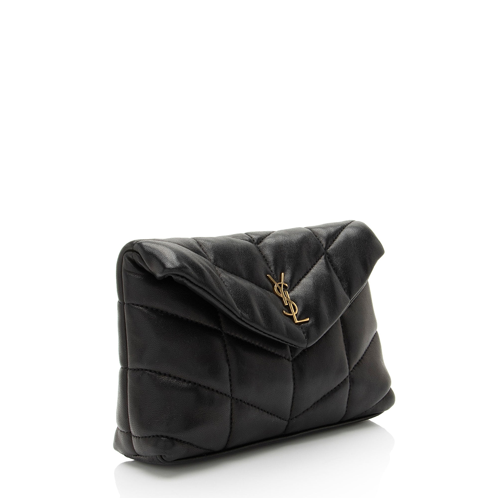 Saint Laurent Lambskin Monogram Puffer LouLou Small Clutch