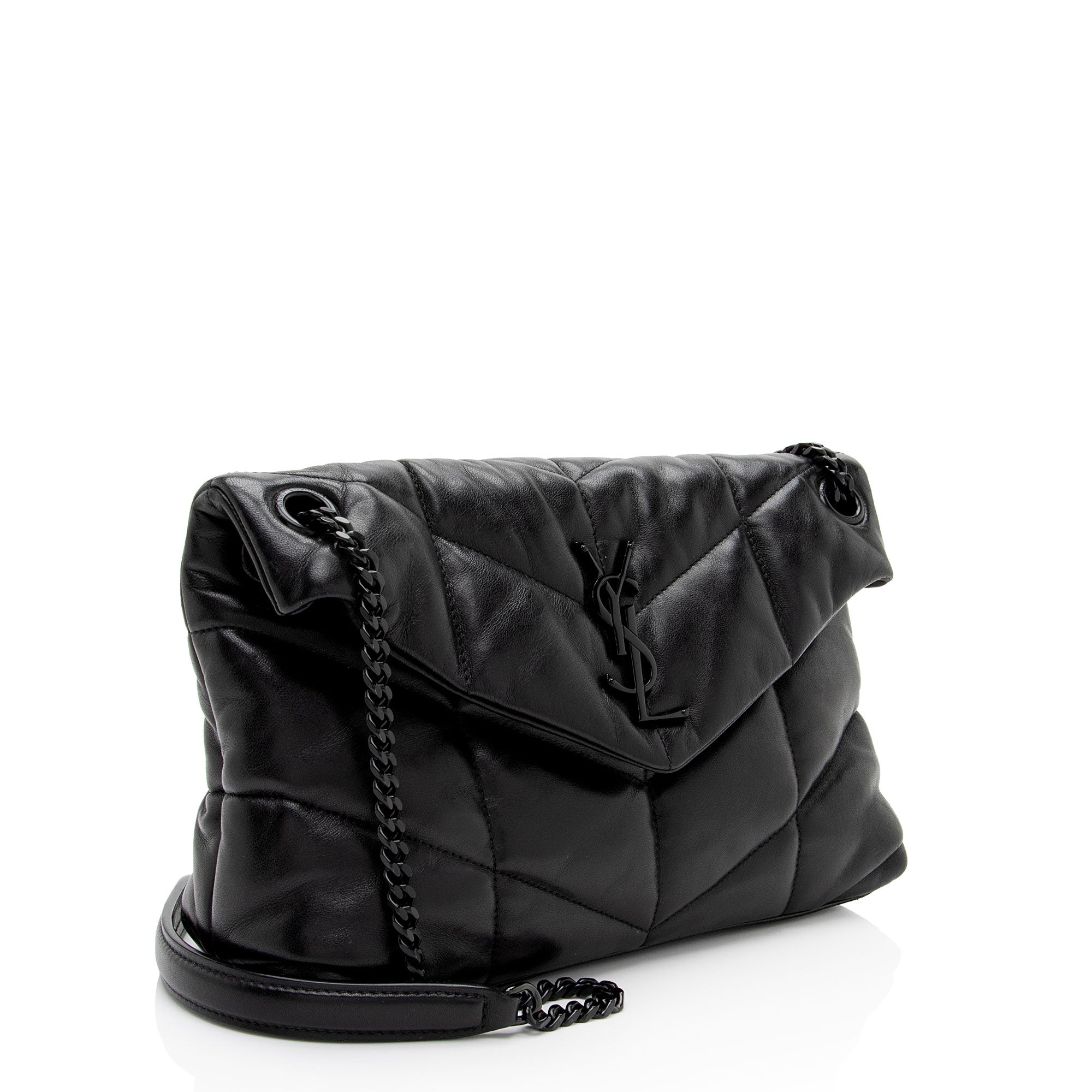 Saint Laurent Lambskin Monogram Puffer LouLou Small Shoulder Bag