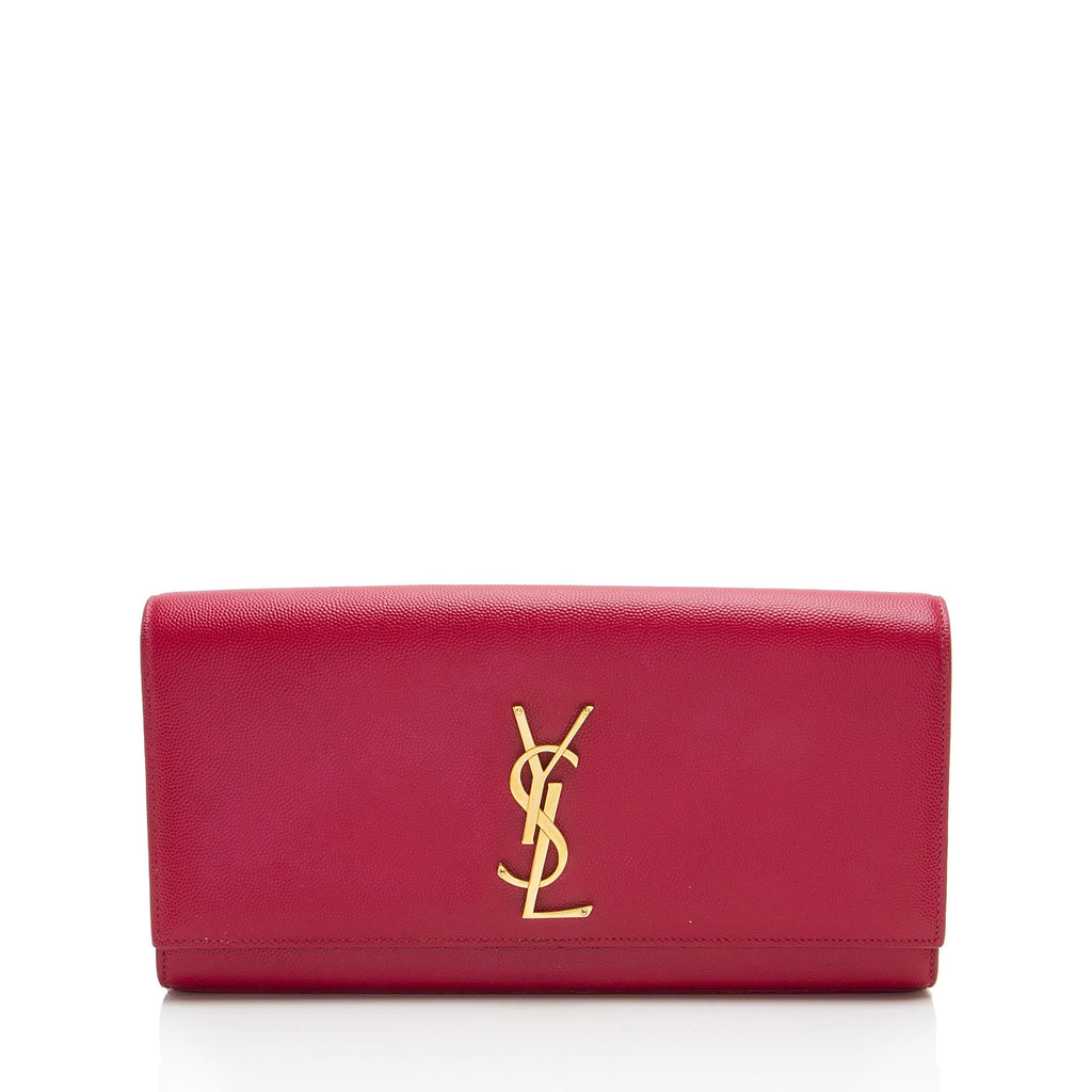 Saint Laurent Grain de Poudre Monogram Kate Clutch