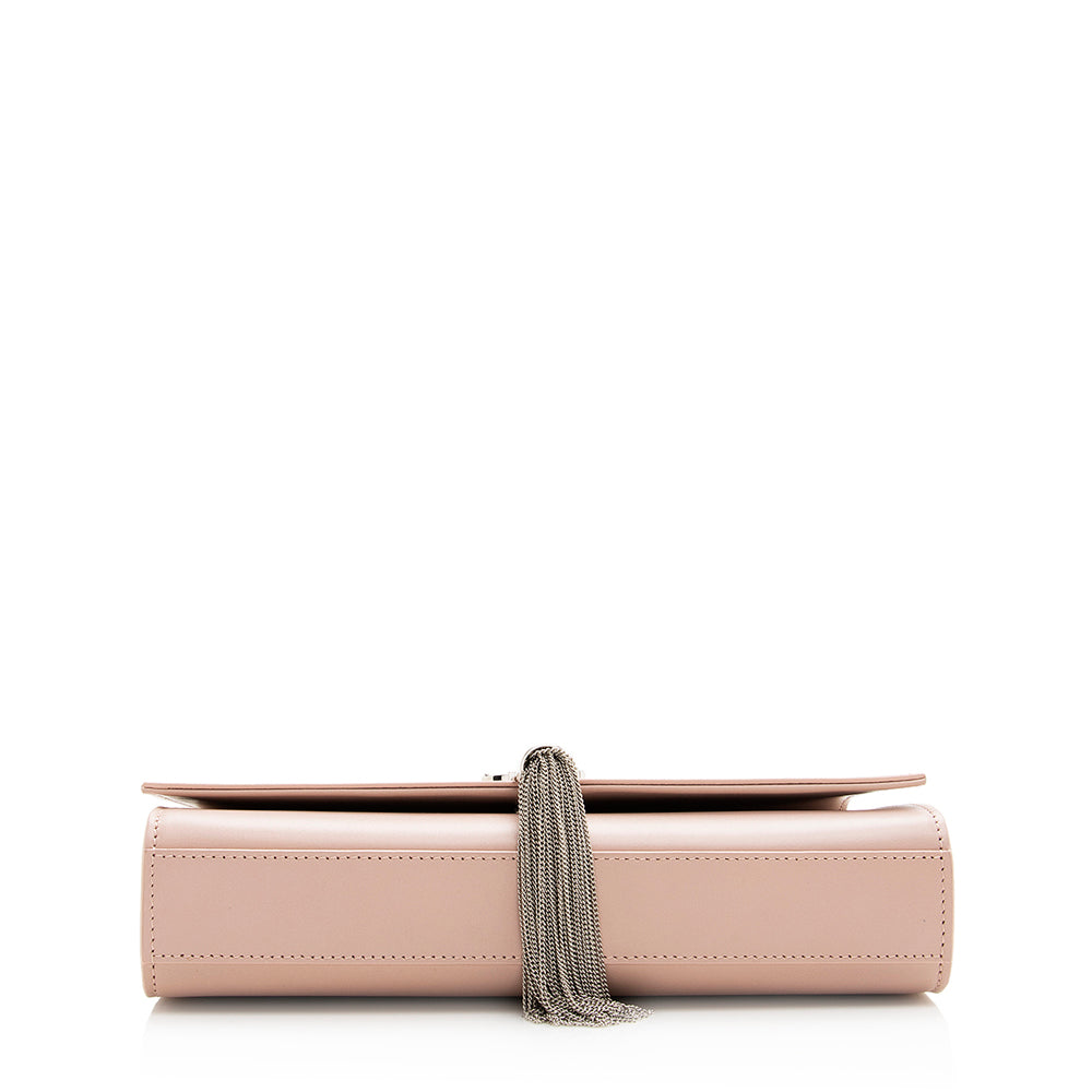Saint Laurent Grain de Poudre Leather Monogram Kate Tassell Medium Shoulder Bag (SHF-19405)