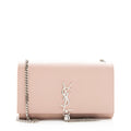 Saint Laurent Grain de Poudre Leather Monogram Kate Tassell Medium Shoulder Bag (SHF-19405)