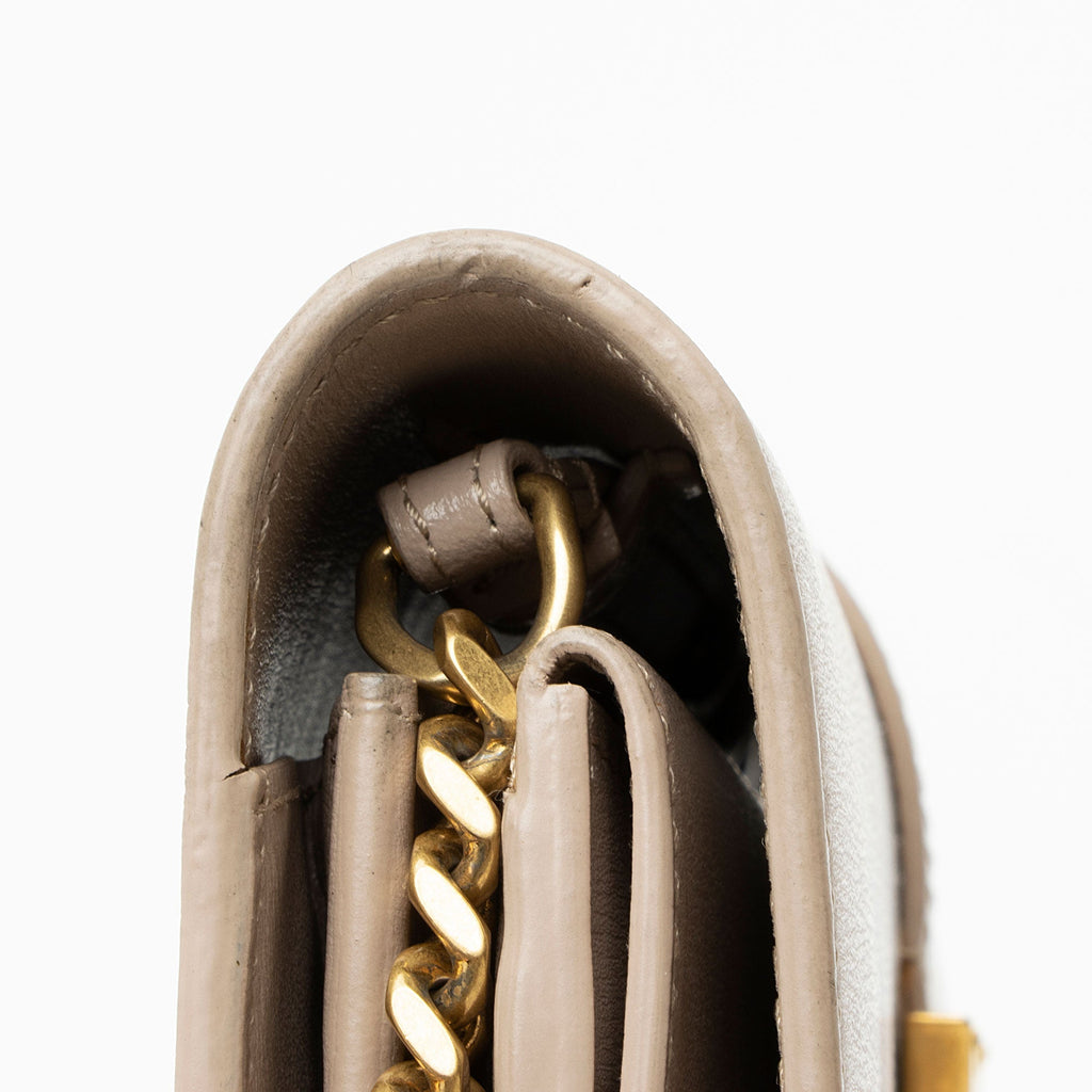 Saint Laurent Leather Monogram Sulpice Chain Wallet