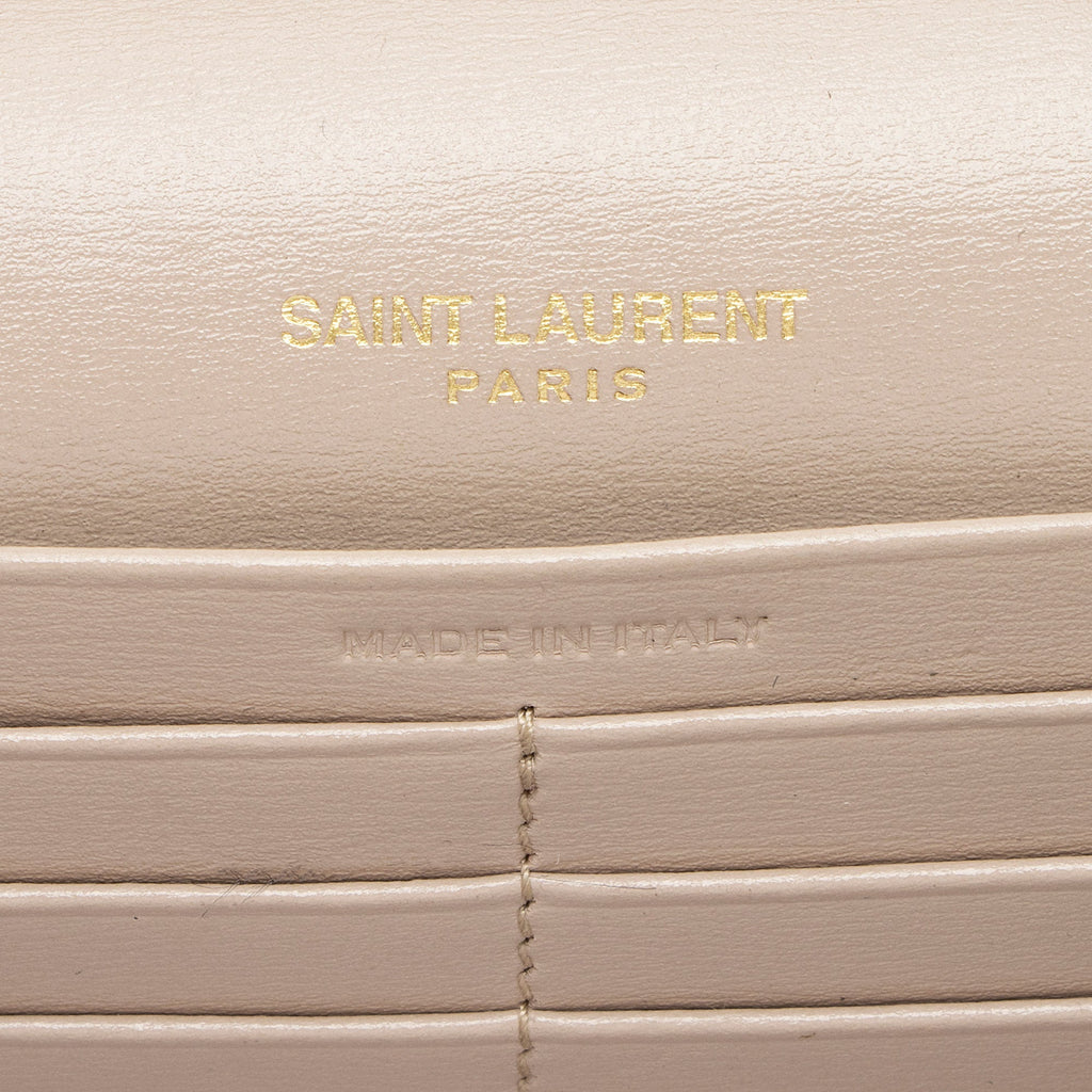 Saint Laurent Leather Monogram Sulpice Chain Wallet