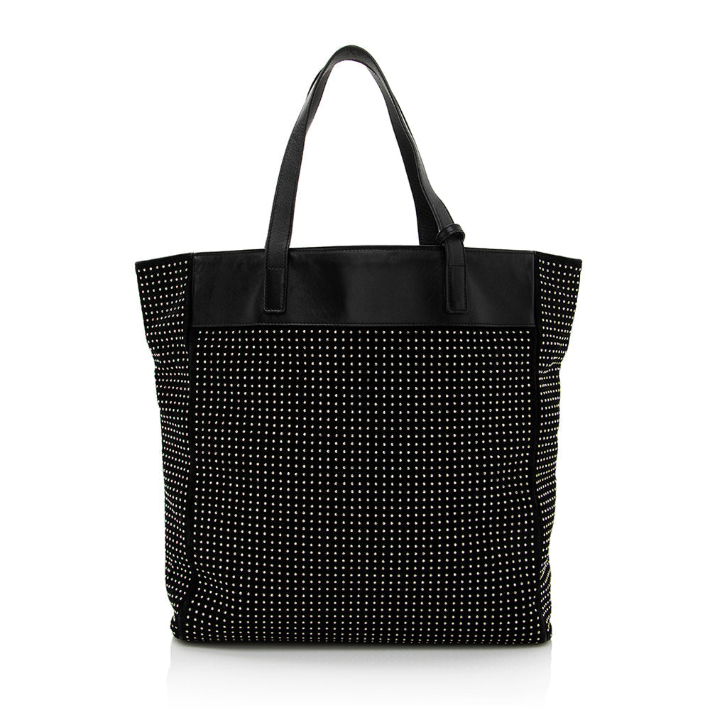 Saint Laurent Leather Studded N/S Shopper Tote (SHF-21777)