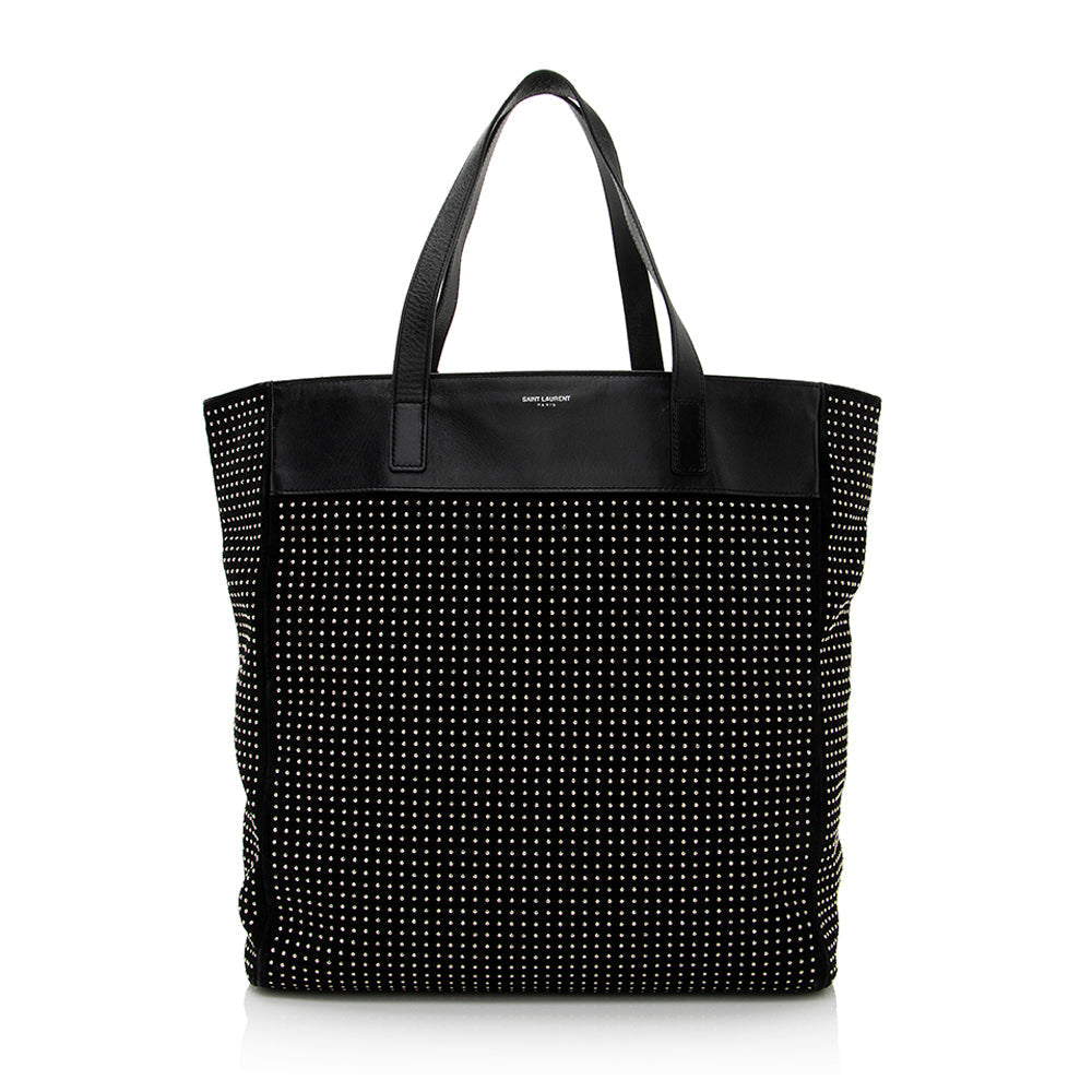 Saint Laurent Leather Studded N/S Shopper Tote (SHF-21777)
