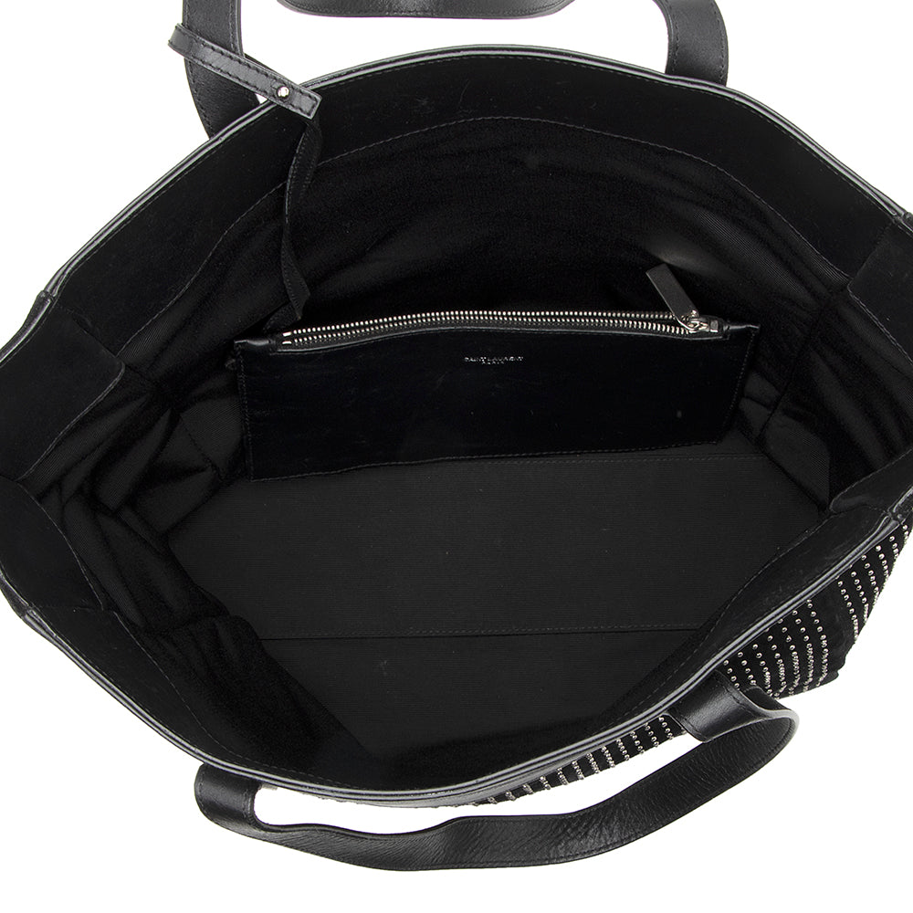Saint Laurent Leather Studded N/S Shopper Tote (SHF-21777)