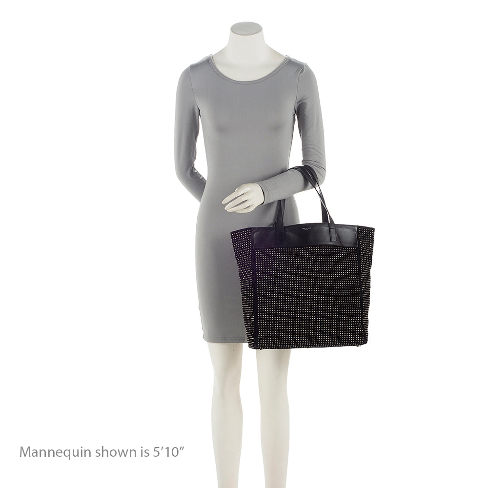 Saint Laurent Leather Studded N/S Shopper Tote (SHF-21777)