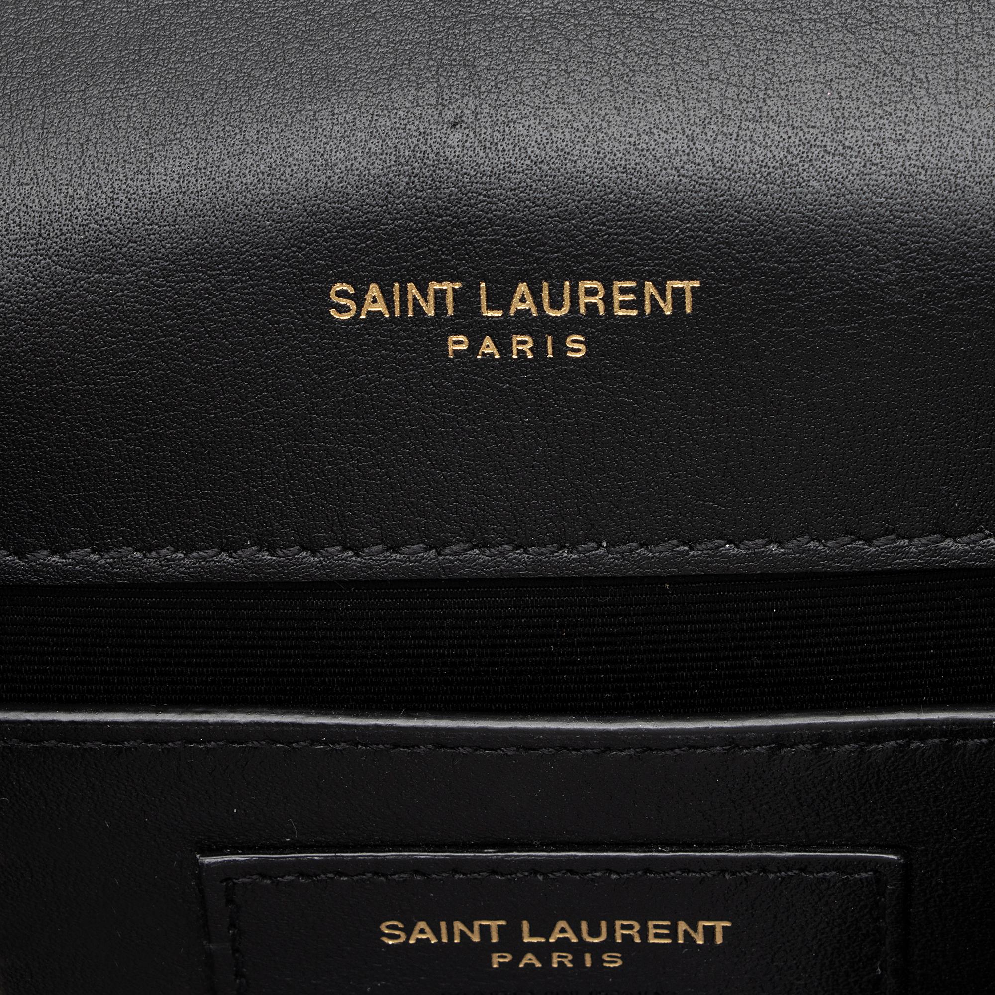 Saint Laurent Leopard Heart Print Leather Monogram Kate Chain Small Shoulder Bag (SHF-Z47rYb)