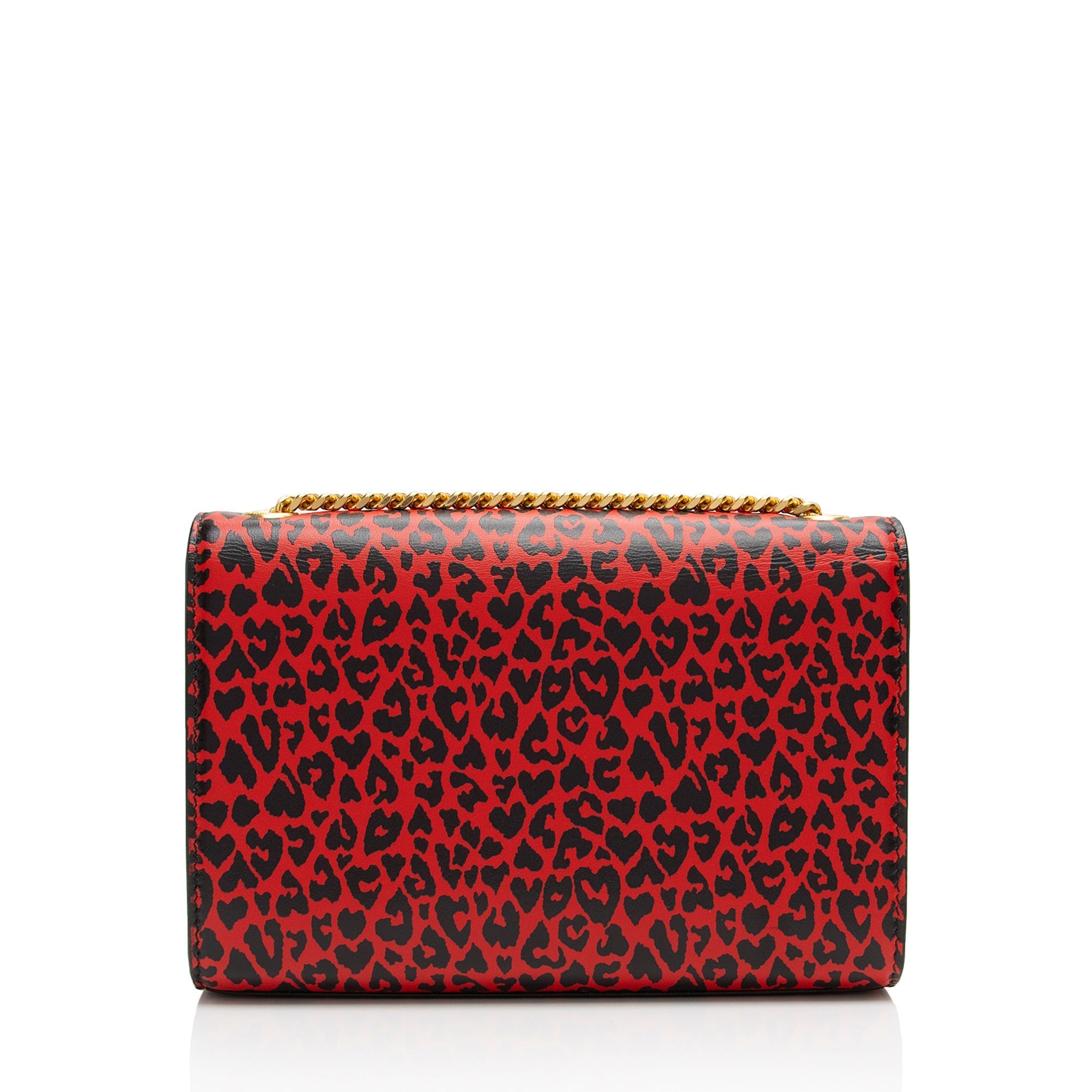 Saint Laurent Leopard Heart Print Leather Monogram Kate Small Shoulder Bag (SHF-V8CWAD)