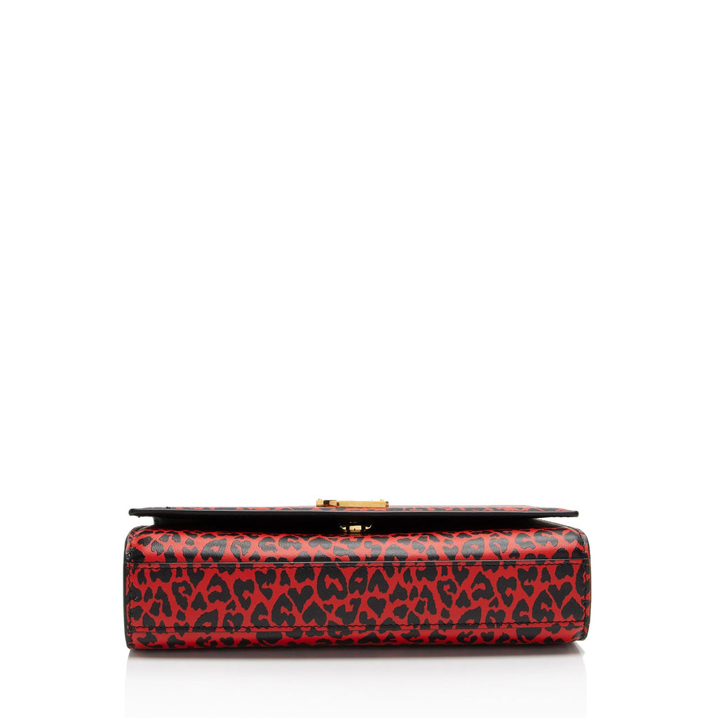 Saint Laurent Leopard Heart Print Leather Monogram Kate Small Shoulder Bag (SHF-V8CWAD)