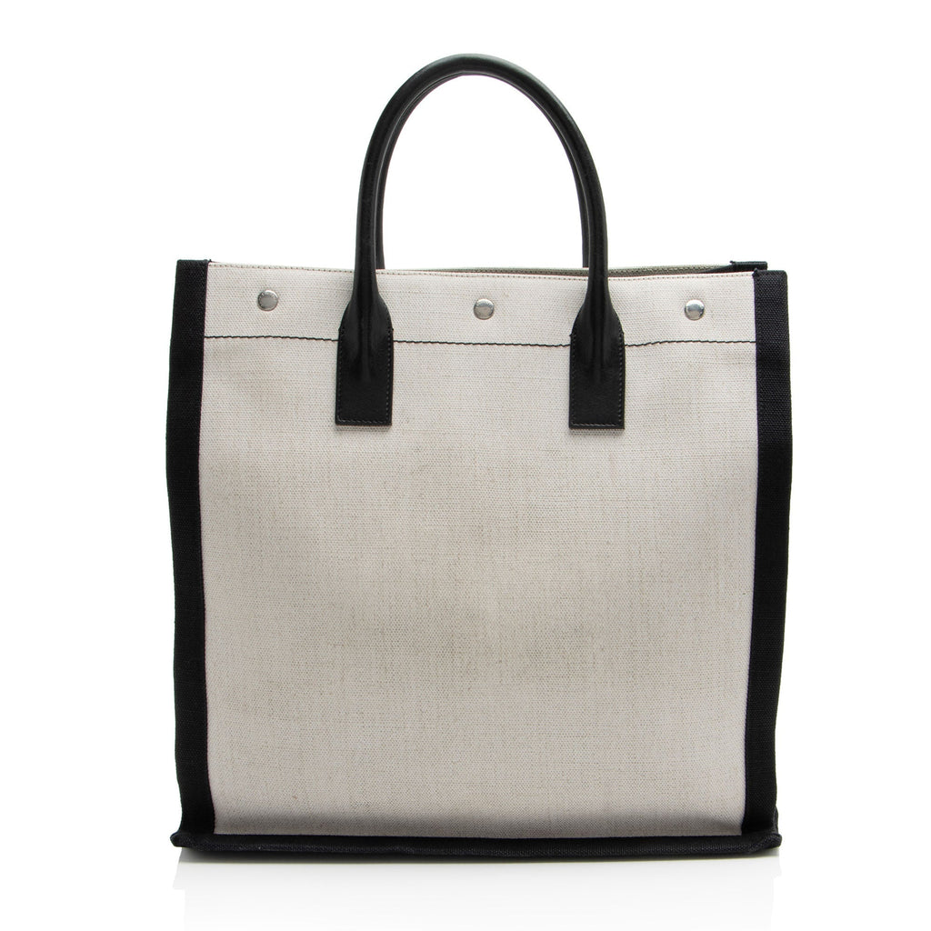 Saint Laurent Linen Calfskin Rive Gauche N/S Tote