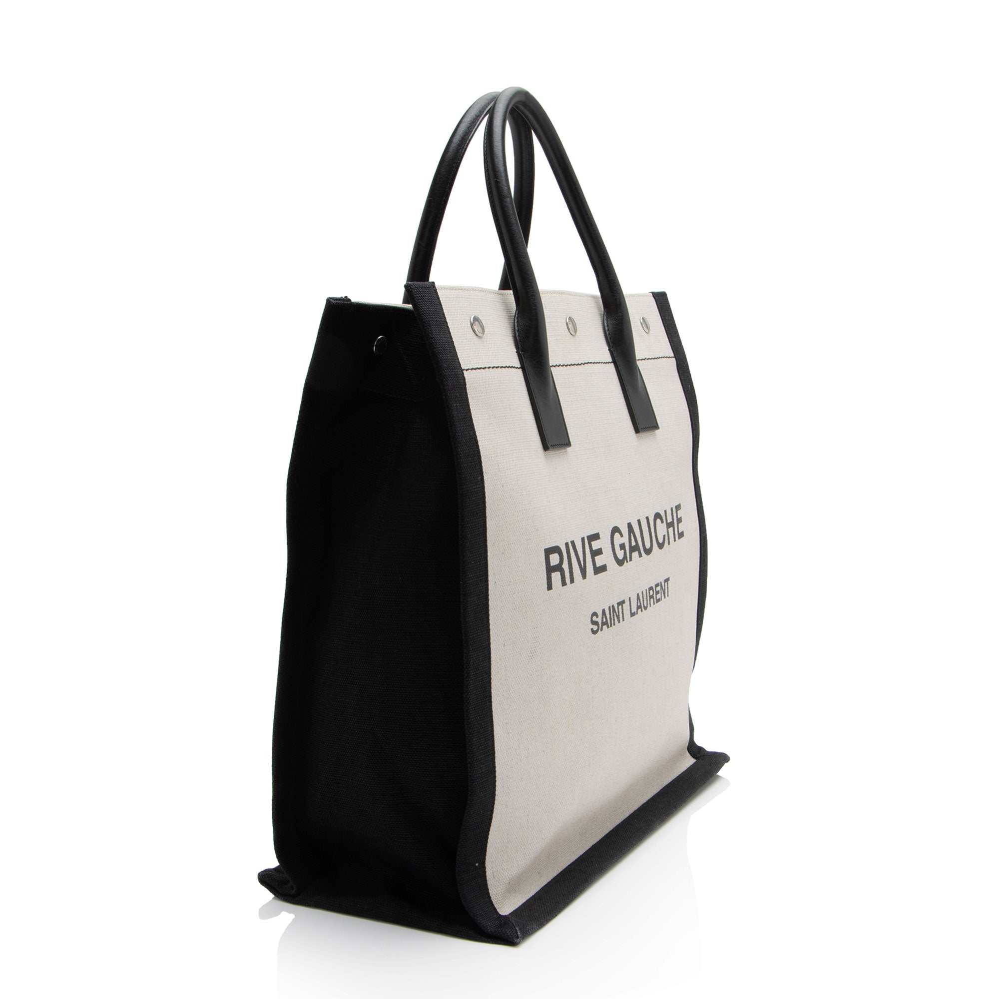 Saint Laurent Linen Calfskin Rive Gauche N/S Tote