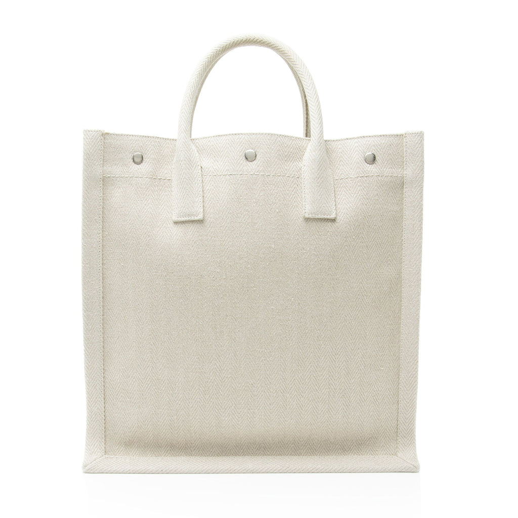 Saint Laurent Linen Calfskin Rive Gauche N/S Tote